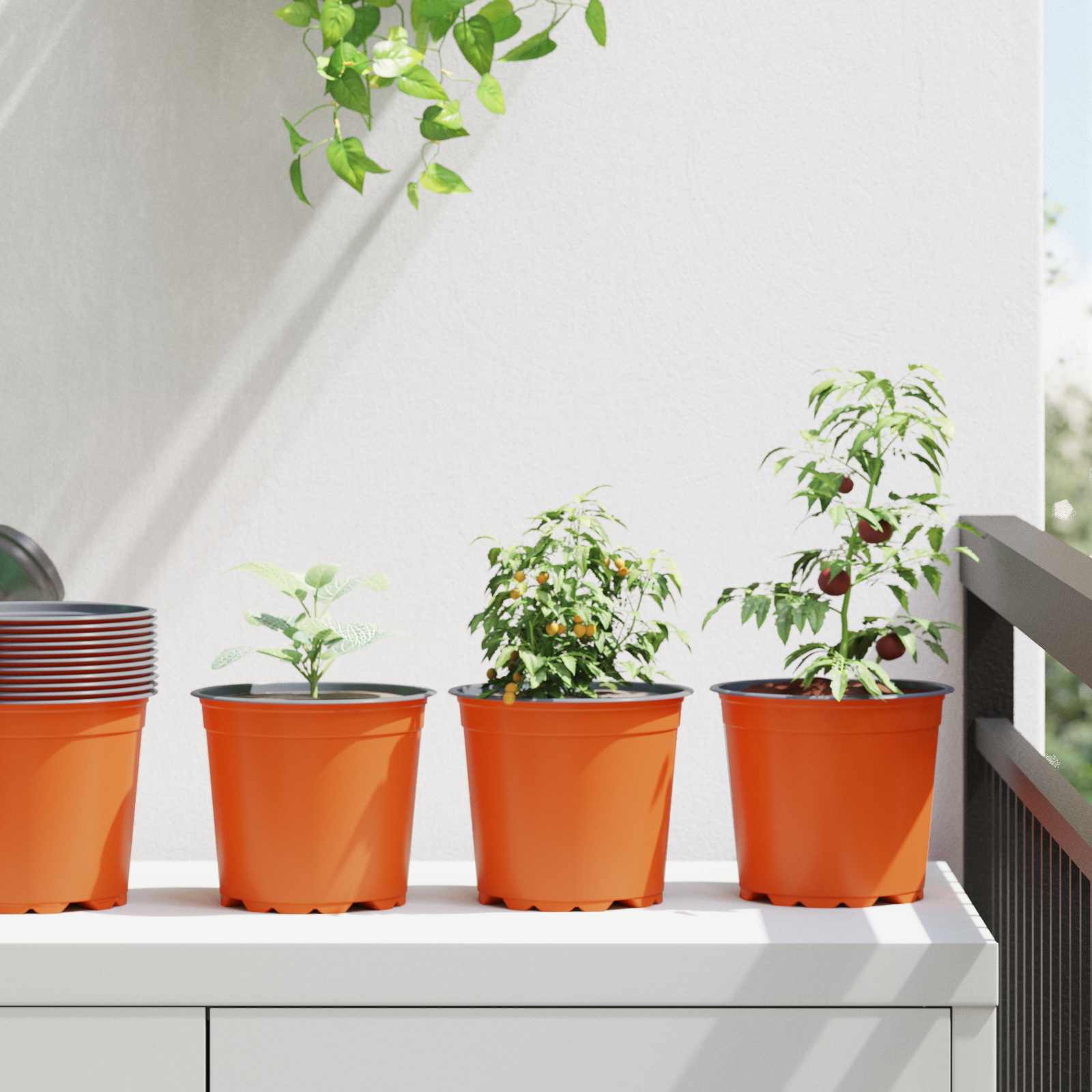 TOHVALE Flower Pot 200 pcs Ceramic Dia 15x13 cm Plastic