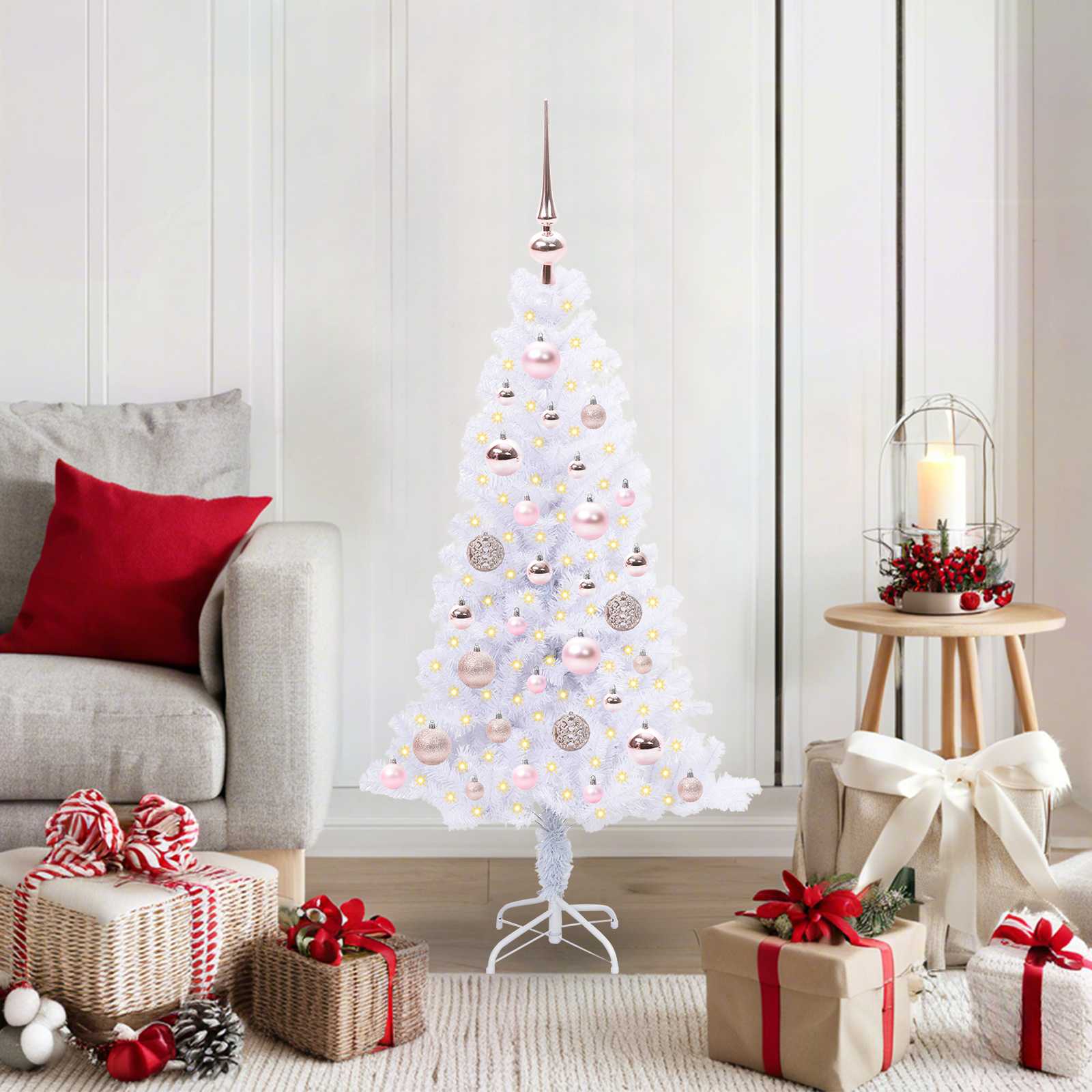 CUDWIN Artificial Christmas Tree with Stand White 120 cm PVC and Steel