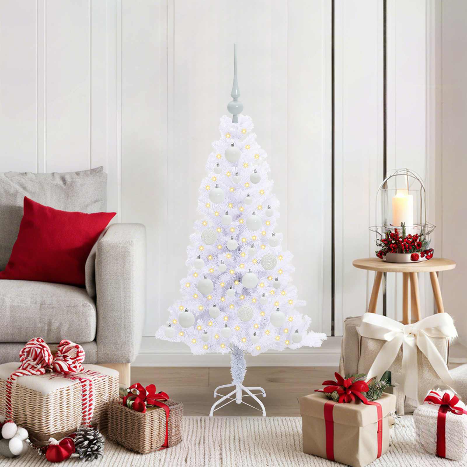 CUDWIN Artificial Christmas Tree with Stand White 120 cm PVC and Steel