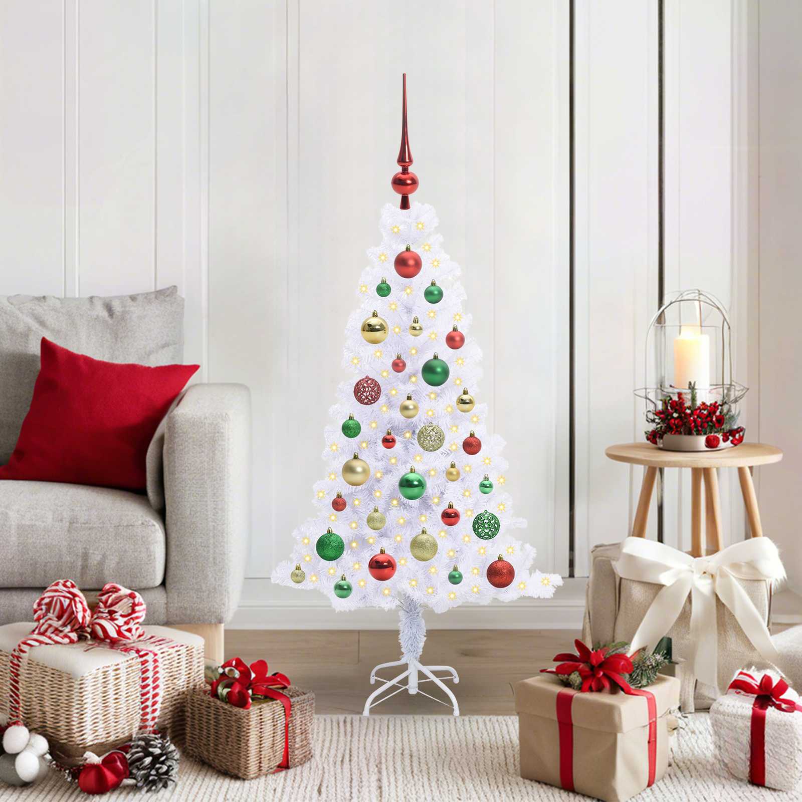 CUDWIN Artificial Christmas Tree with Stand White 120 cm PVC and Steel