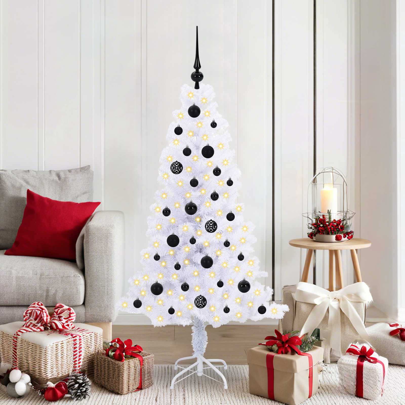 CUDWIN Artificial Christmas Tree with Stand White 150 cm PVC and Steel
