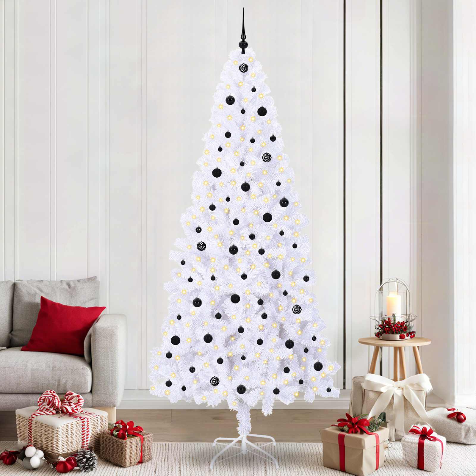 CUDWIN Artificial Christmas Tree with Stand White 240 cm PVC and Steel