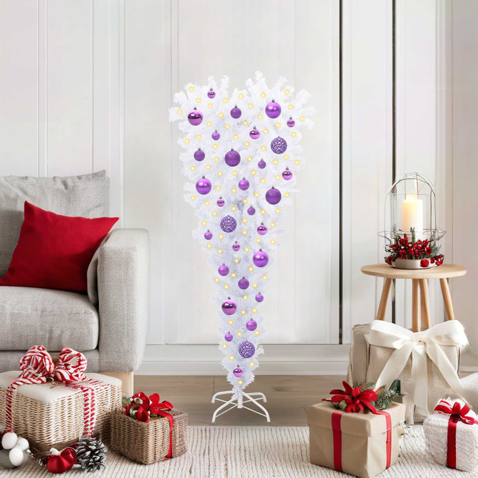 CUDWIN Artificial Christmas Tree with Stand White 120 cm PVC and Steel