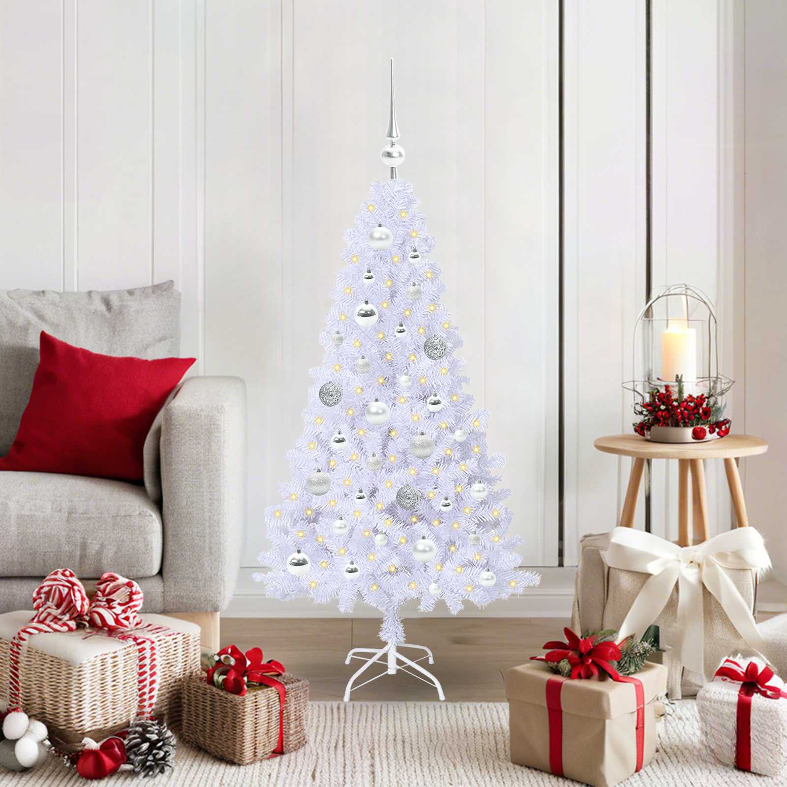 FIRROX Artificial Christmas Tree with Stand White 120 cm PVC and Steel