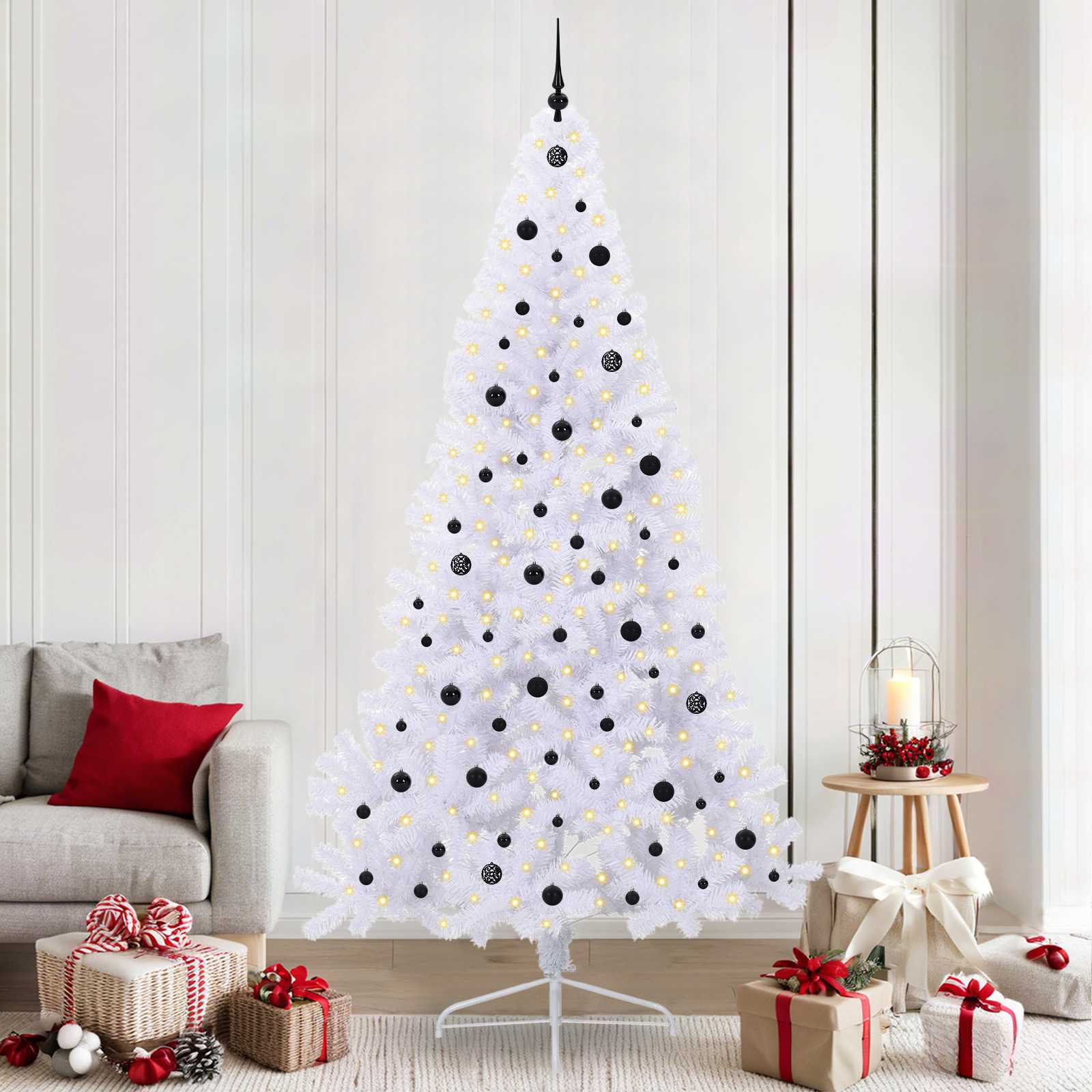 FLURRA Artificial Christmas Tree with Stand White 240 cm PVC and Steel