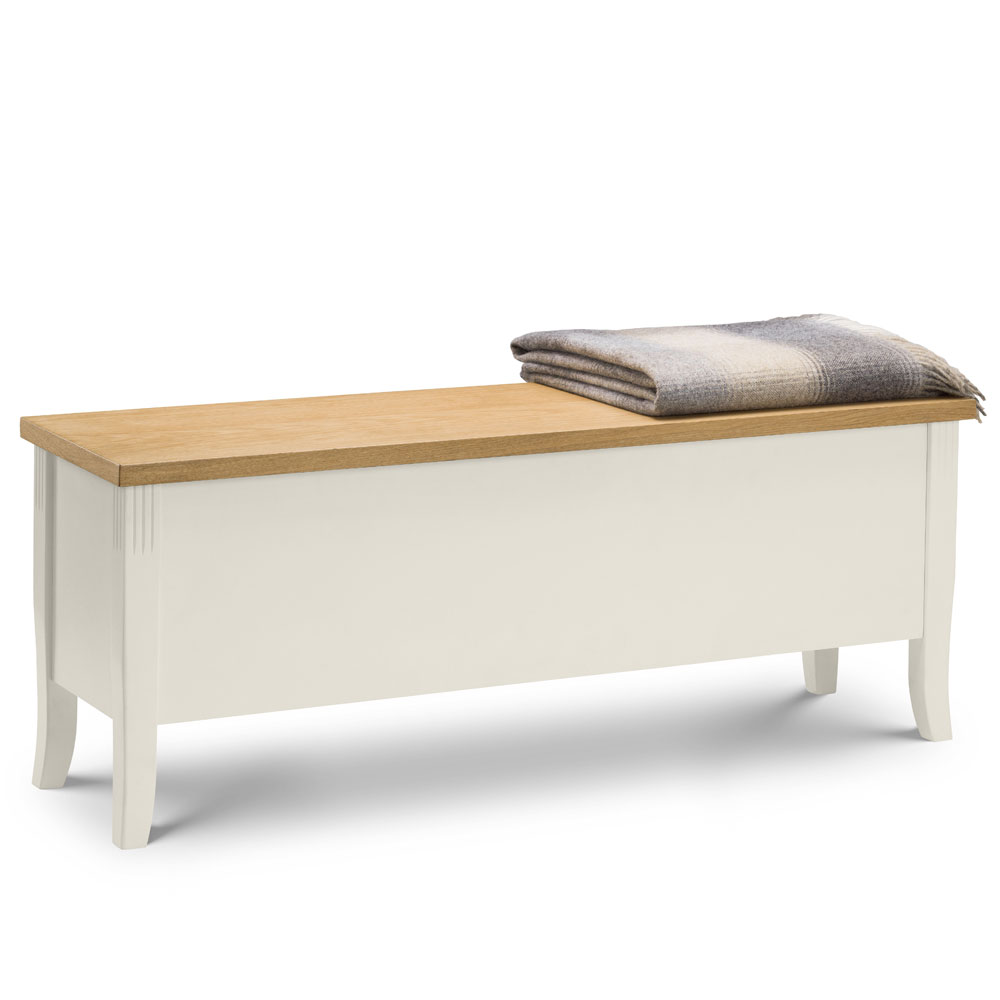 Davenport Solid Rubberwood Storage Bench - Ivory /Oak