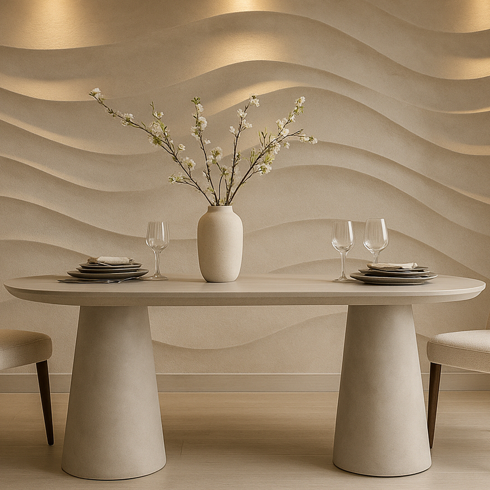 BELLHAVEN Oval Dining Table - Cream