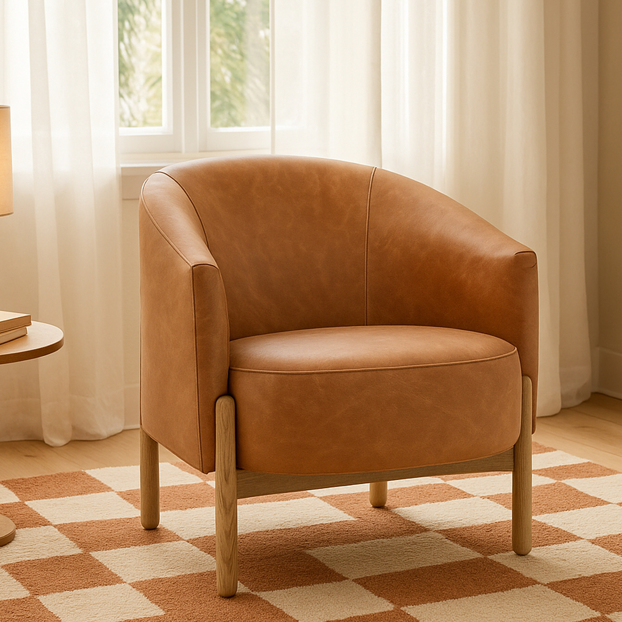 CHILTERN Leather Armchair Vintage Brown