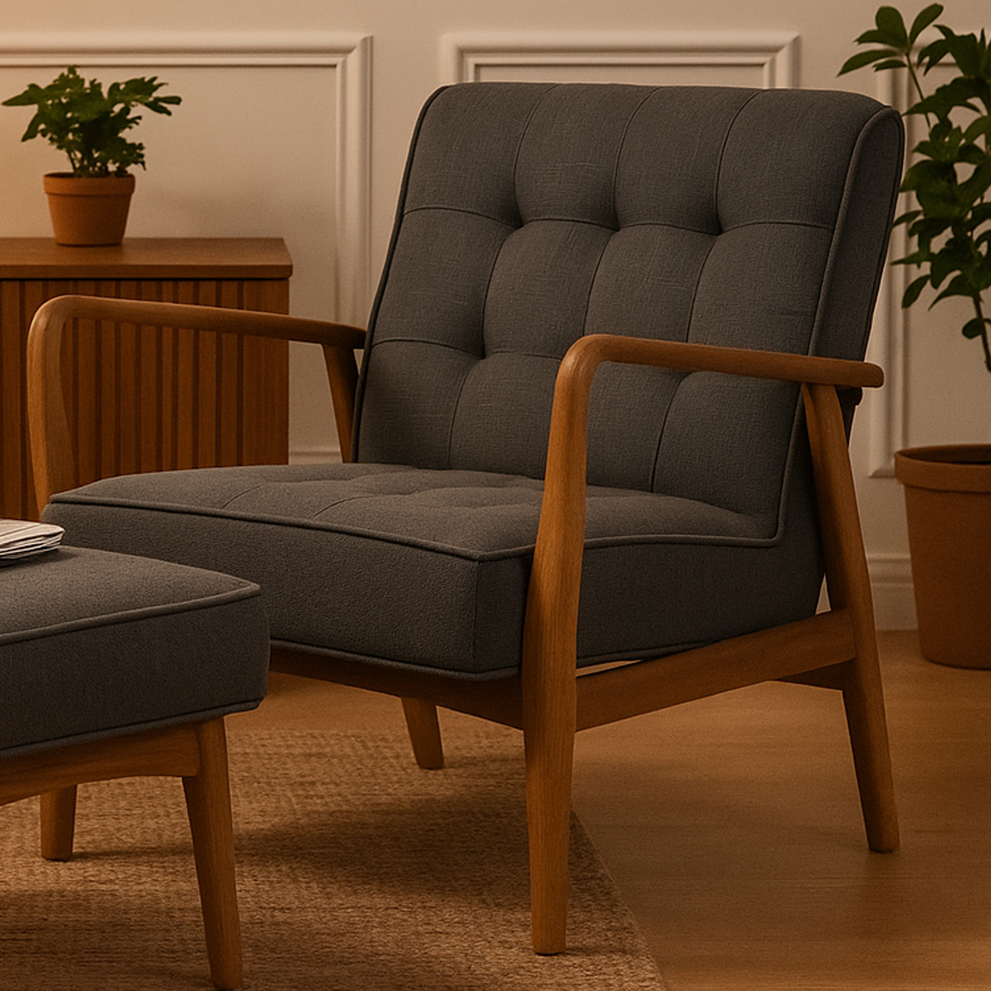 GREENLEIGH Linen Armchair Dark Grey