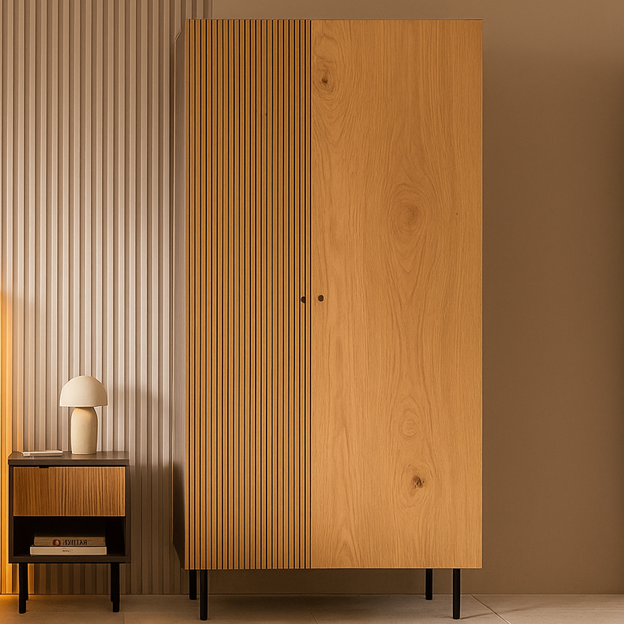 LARKSPUR 2 Door Wardrobe Light Oak - 85cm