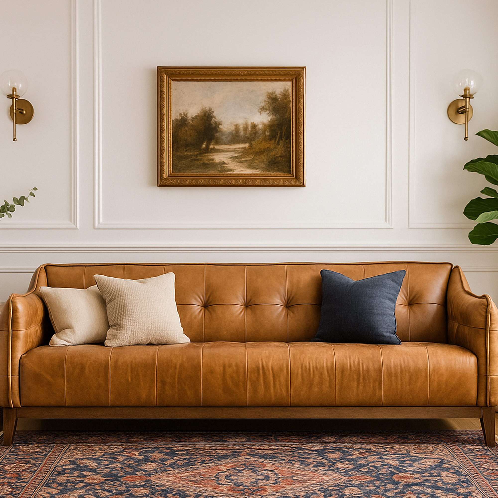 SOMERFIELD Leather 3 Seater Sofa - Brown