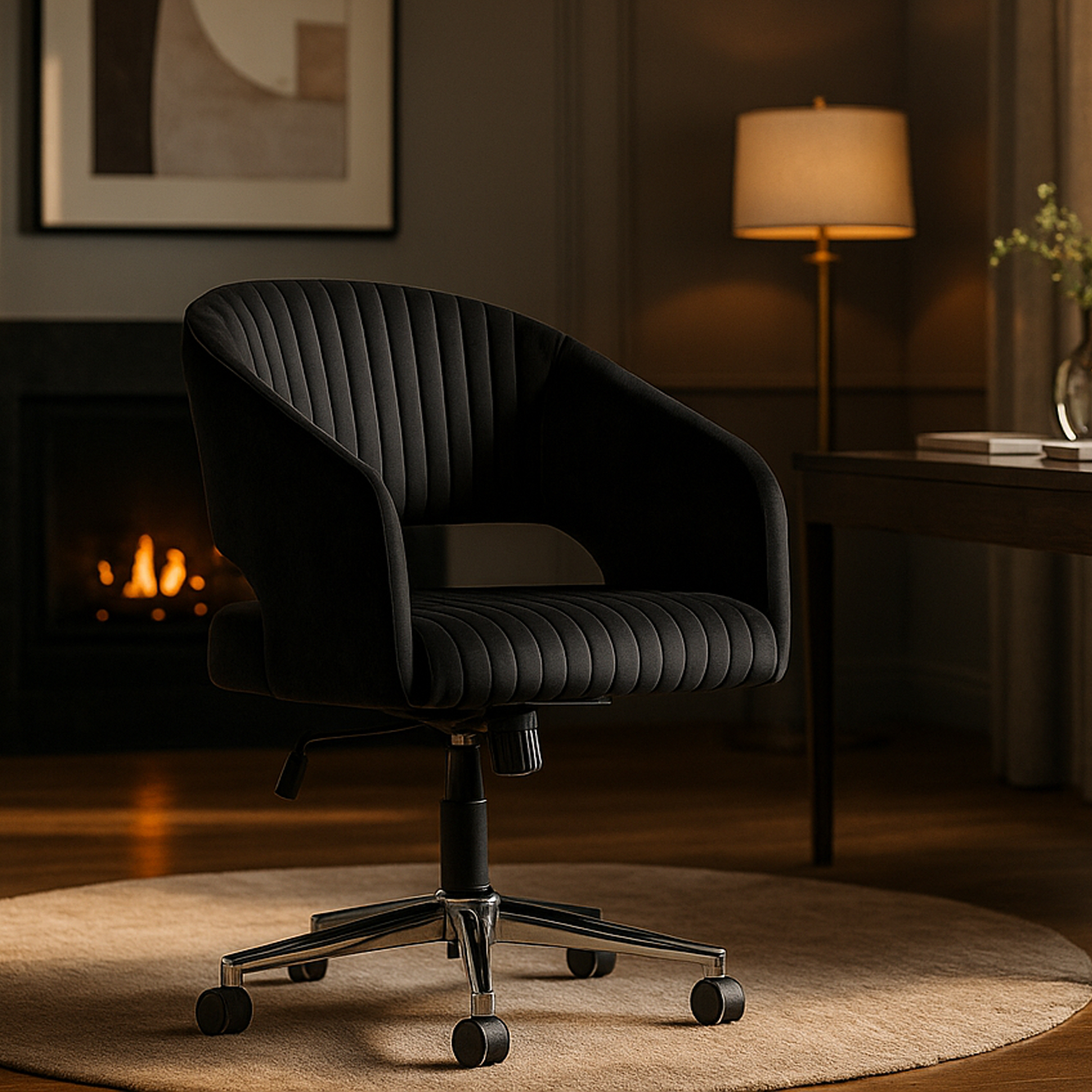 WESTFIELD Velvet Swivel Chair - Black