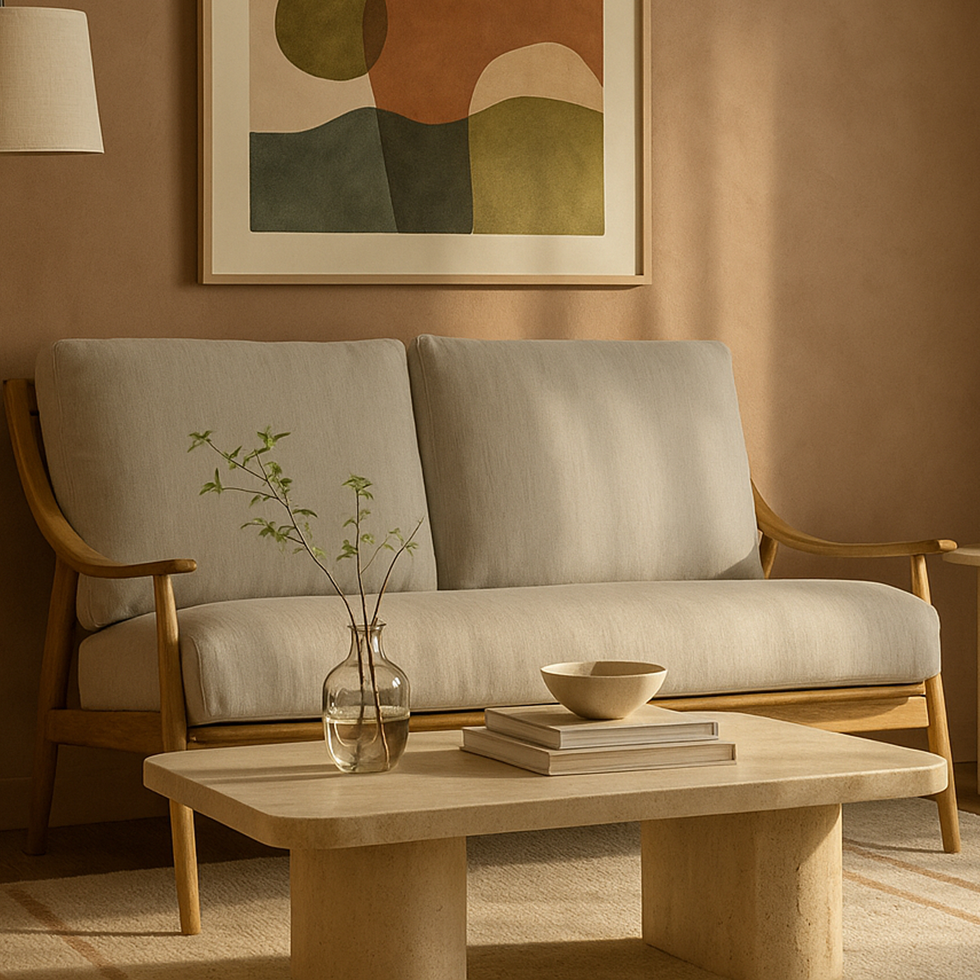 WINTON Fabric 2 Seater Sofa - Natural