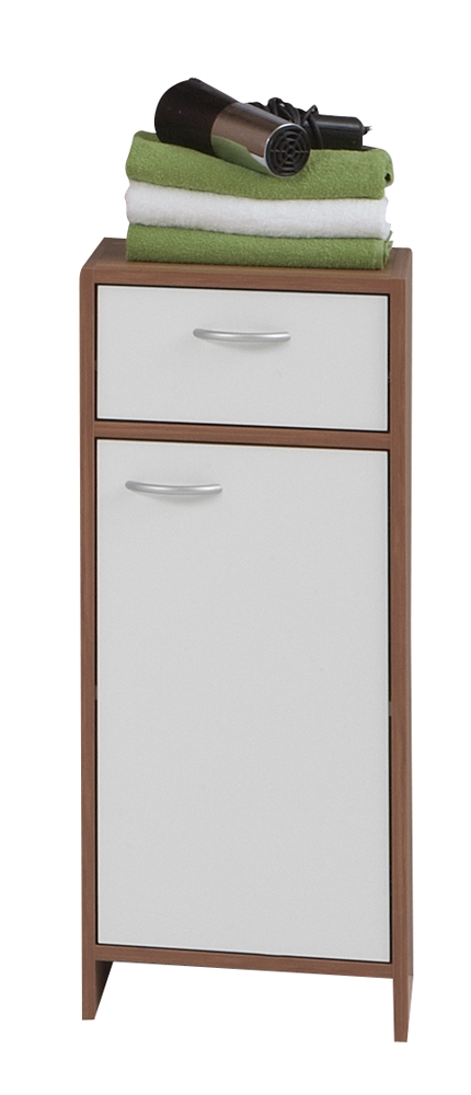 Madrid 1-Door 1-Drawer Bathroom Storage Chest - White & Plum Tree
