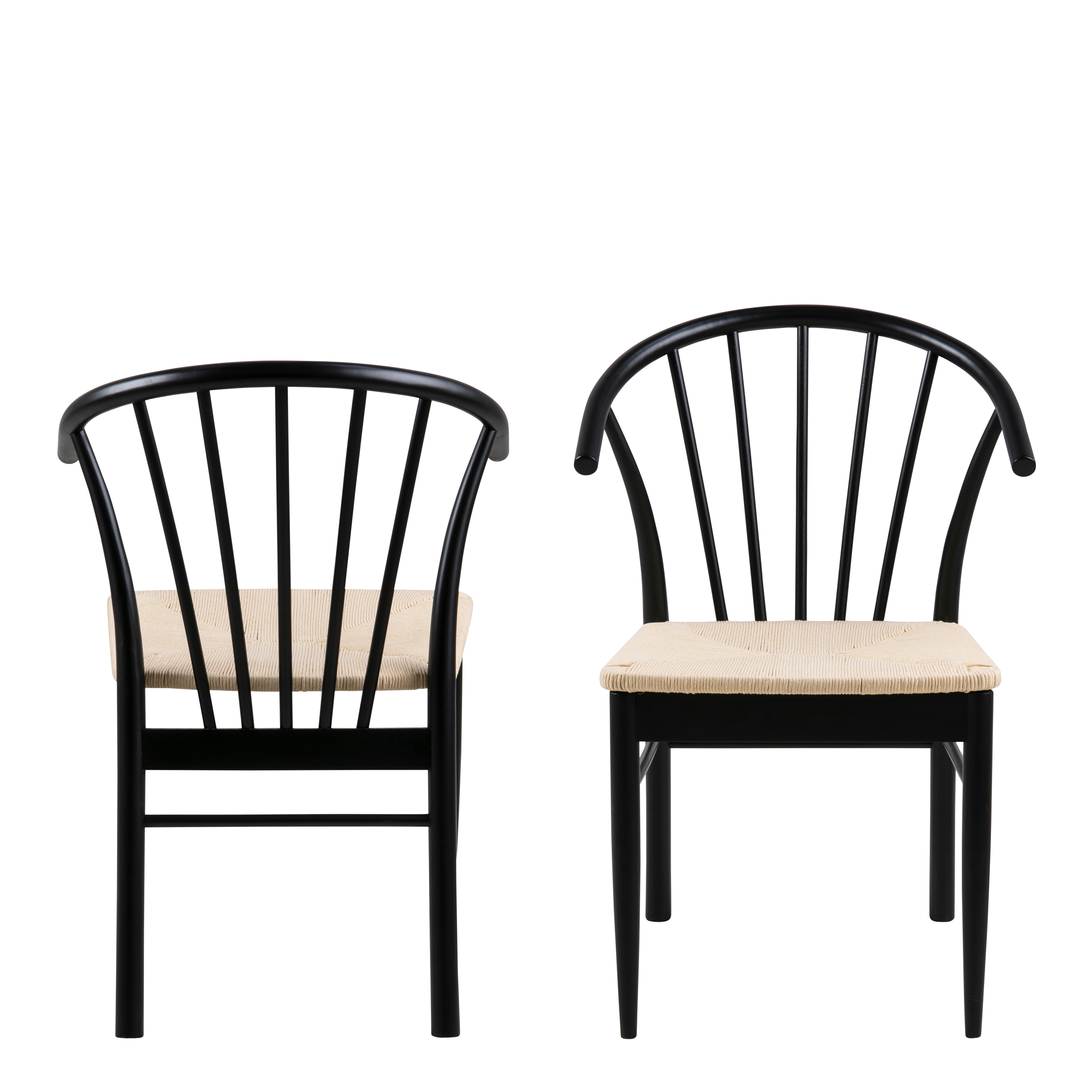Dining Chair - CASSANDRA Set of 2 Dining Chair with Armrest Black 54cm