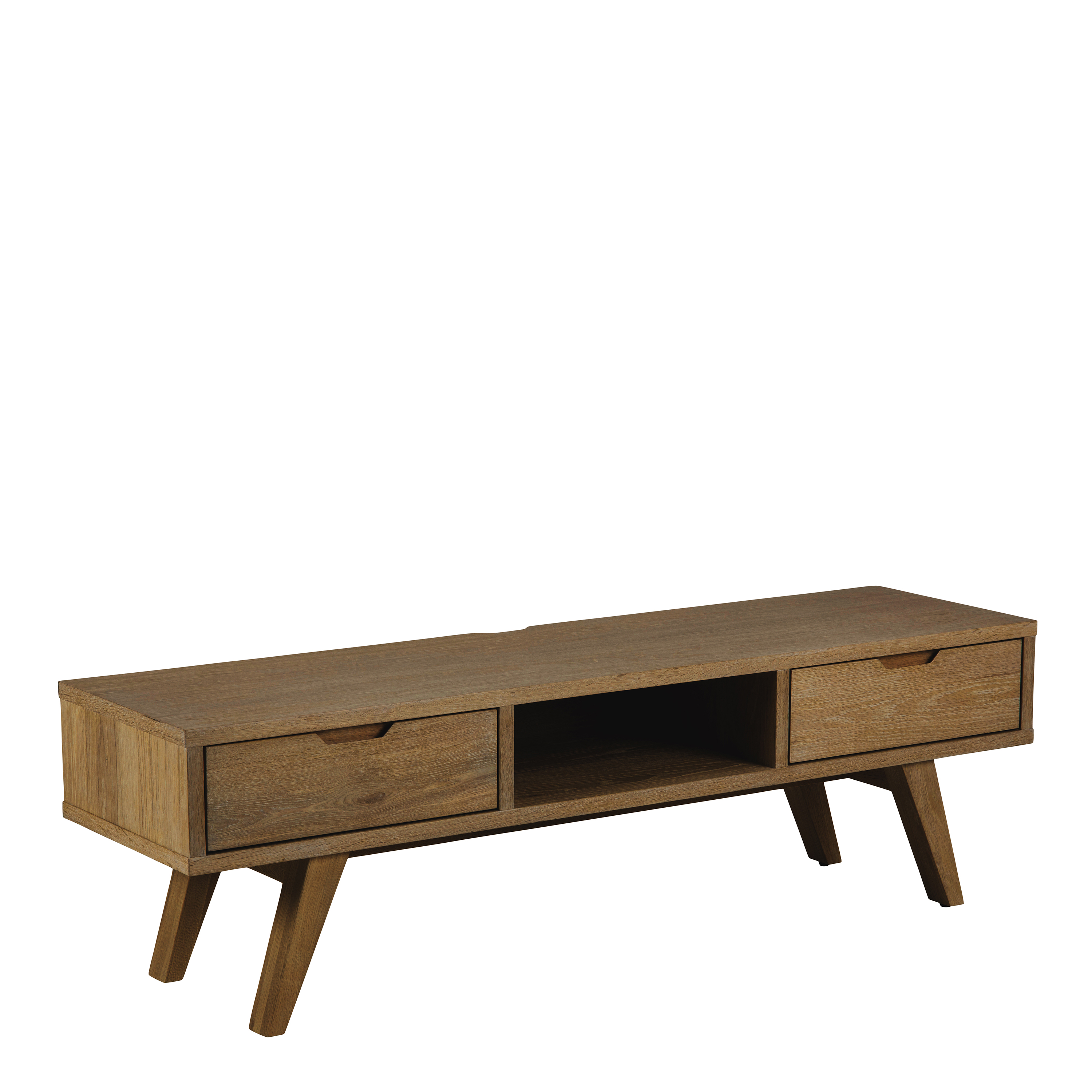 TV Stand - ALINE 2 Drawer Media Unit Smoked Oak 150cm