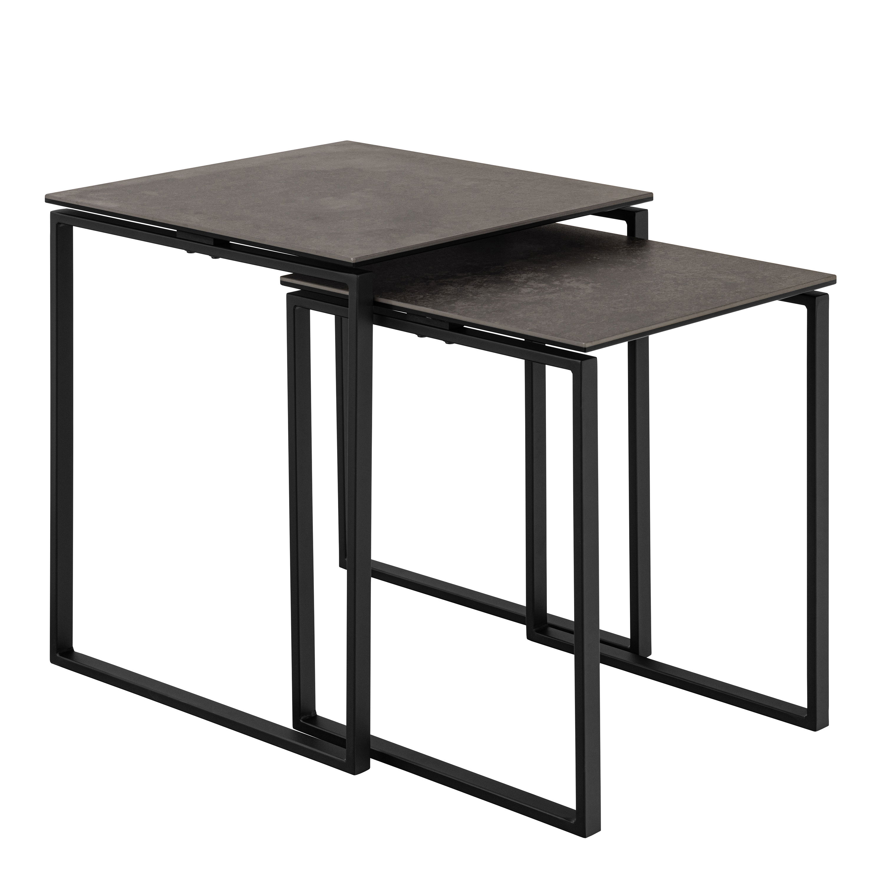 INVERRA Square Coffee Table Set in Ceramic Black