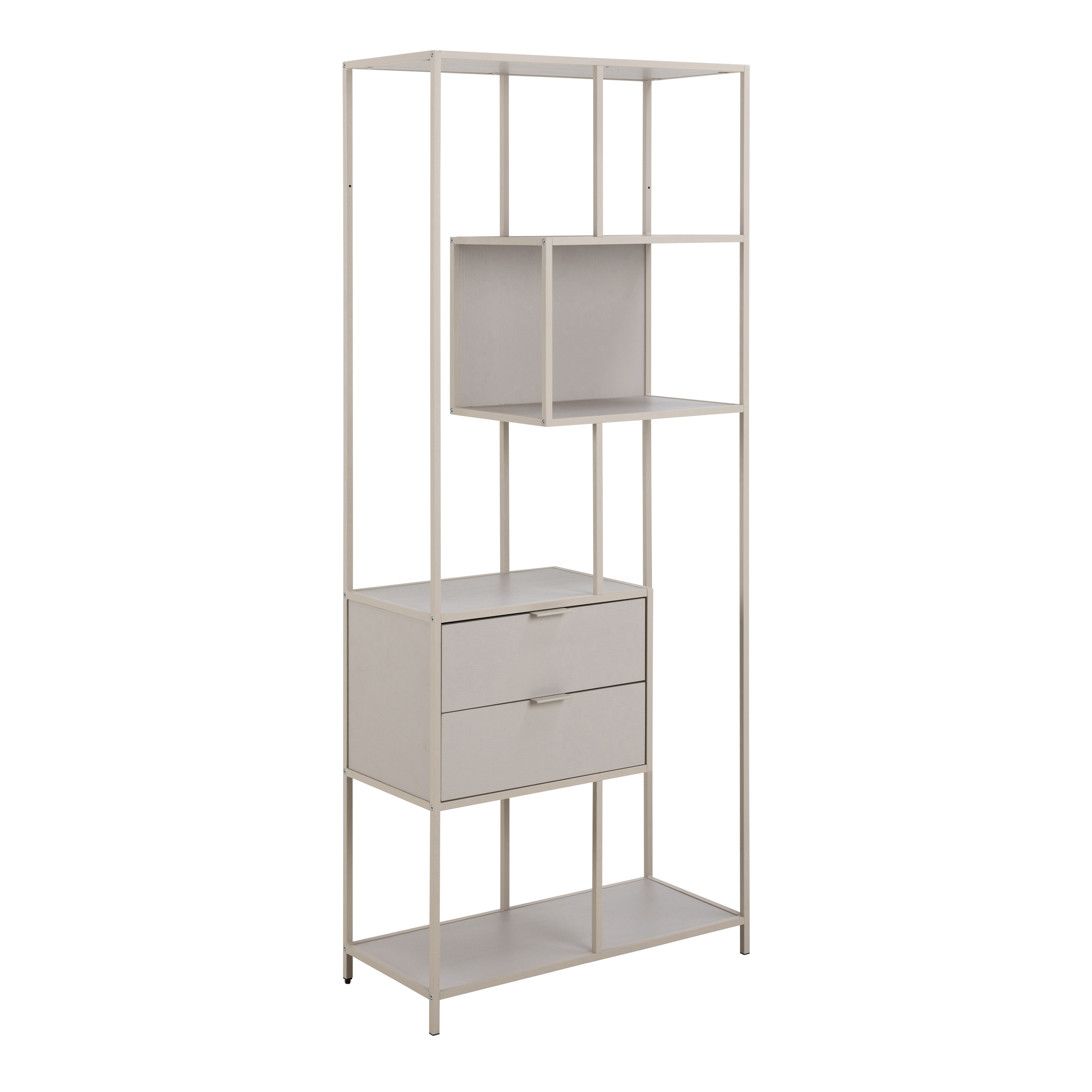 SAM Tall Grey Metal 2 Drawer Bookcase with 4 Shelves