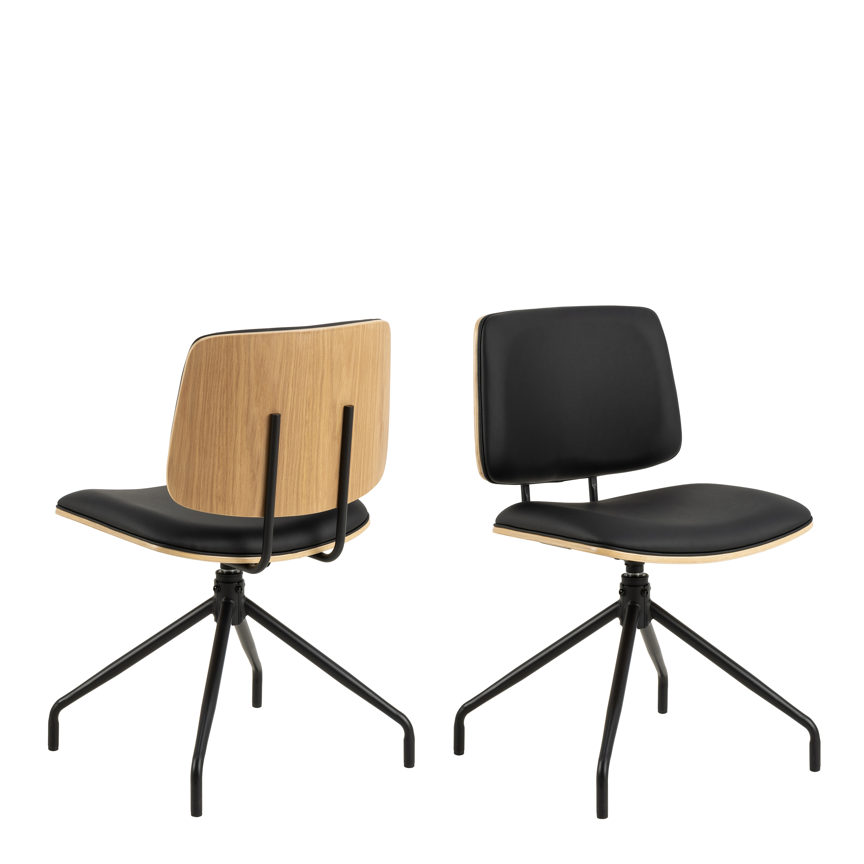 TARELI Swivel Dining Chairs in Matt Black - Set of 2