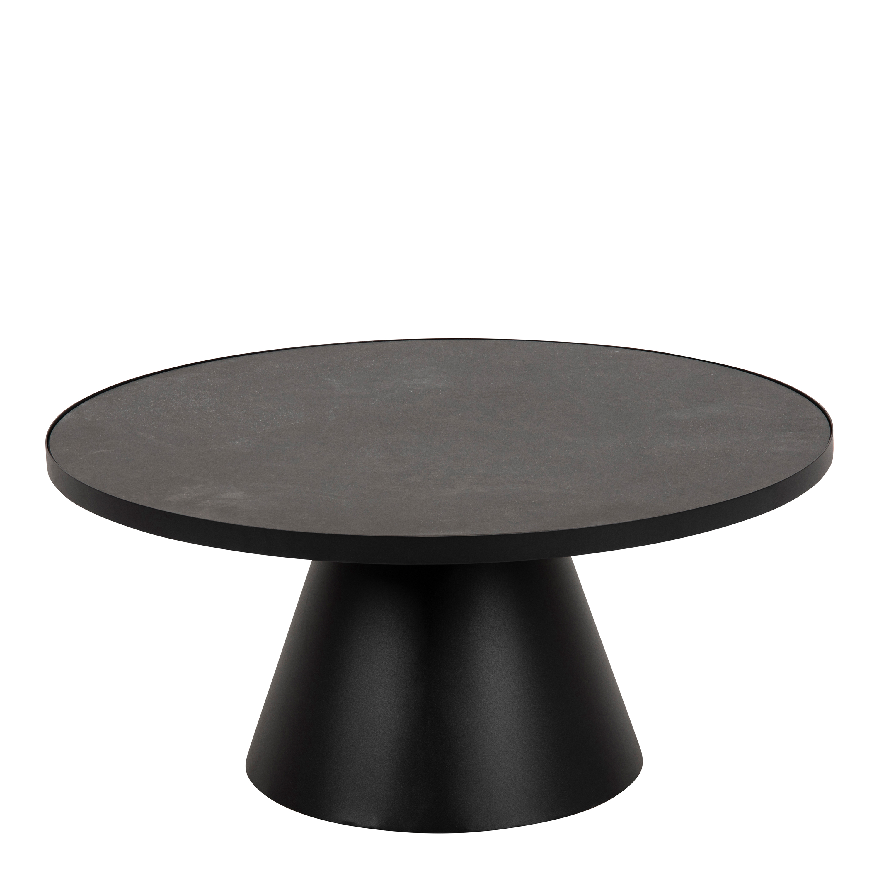 SOIL Low Round Ceramic Coffee Table in Black 85.7x40cm