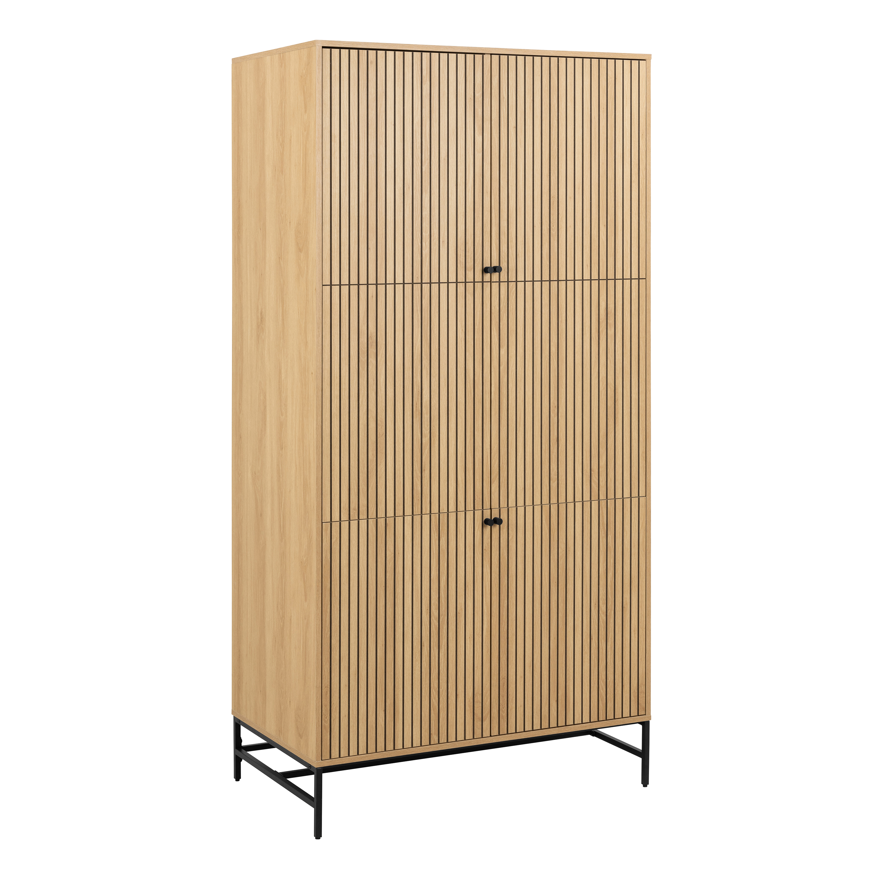 ARISTA 4 Doors Wardrobe Black and Oak - 99cm