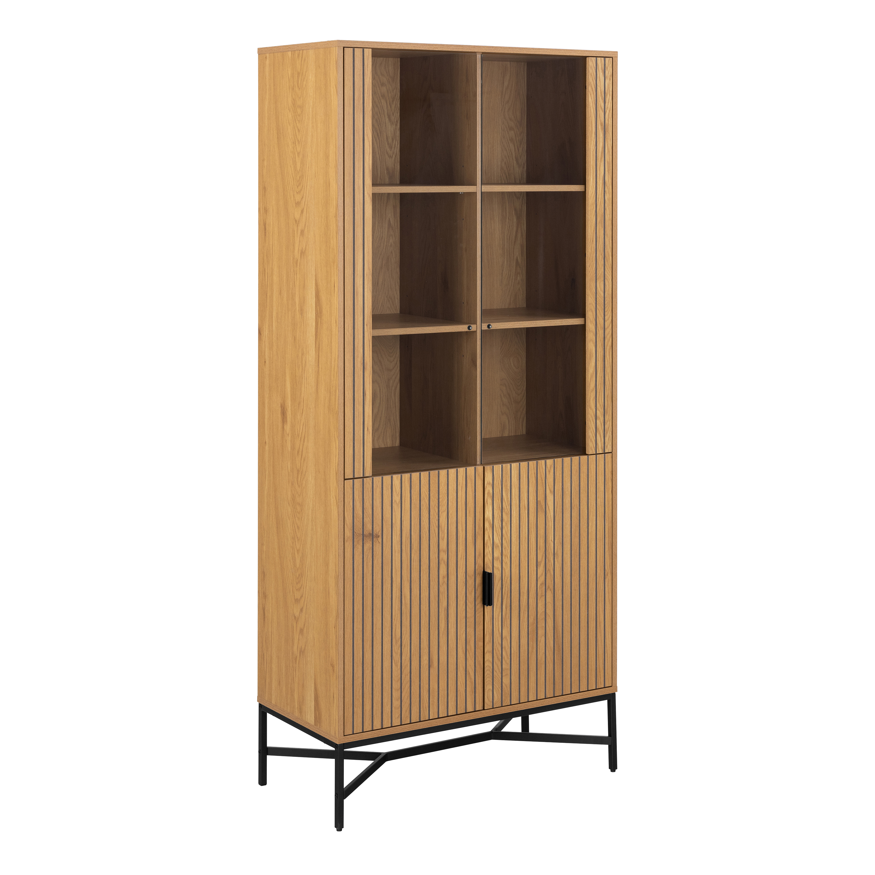 FERROWEN Display Cabinet With 4 doors and 6 Shelves in Wild Oak