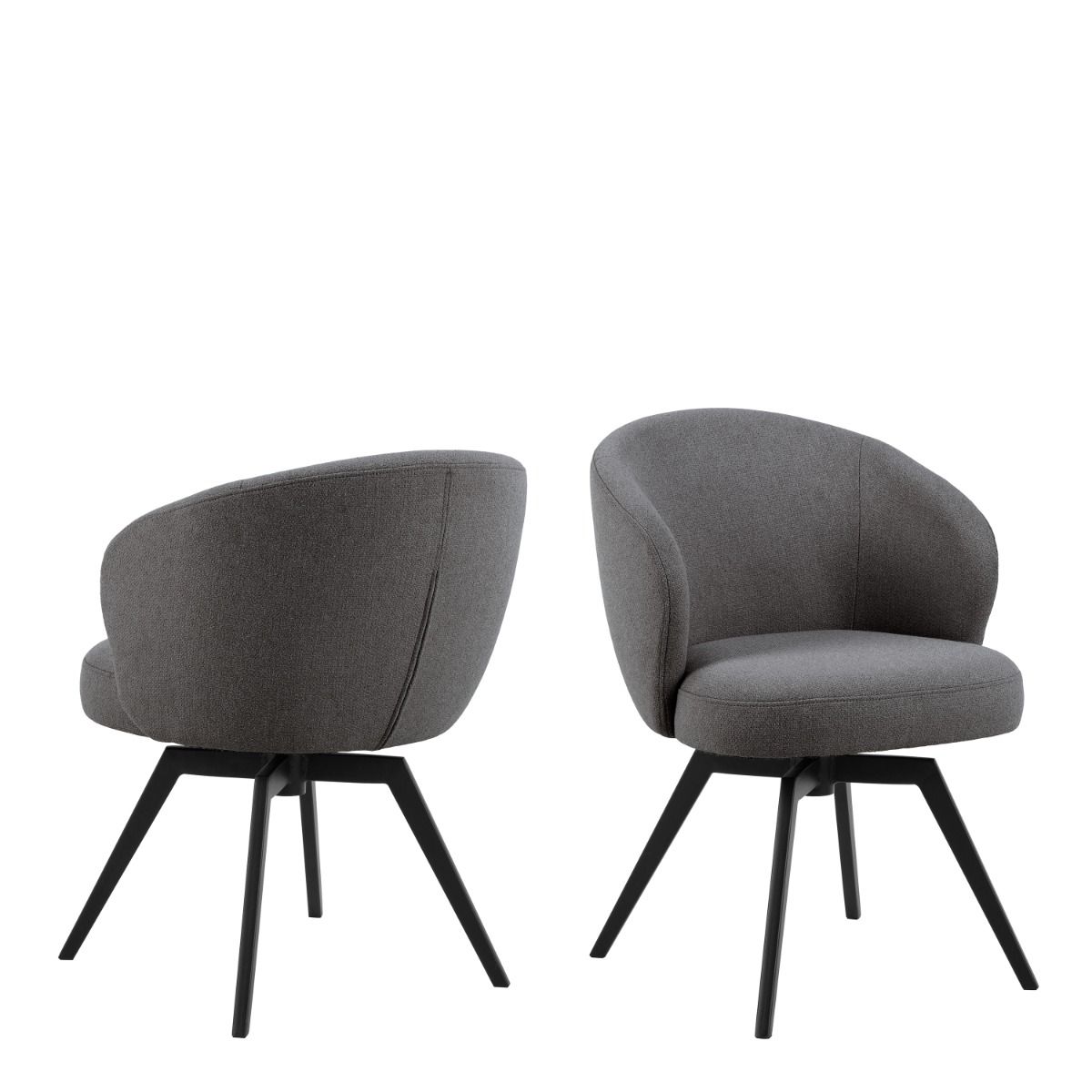 DARELLA Dining Chair with Armrest and Swivel Function in Grey