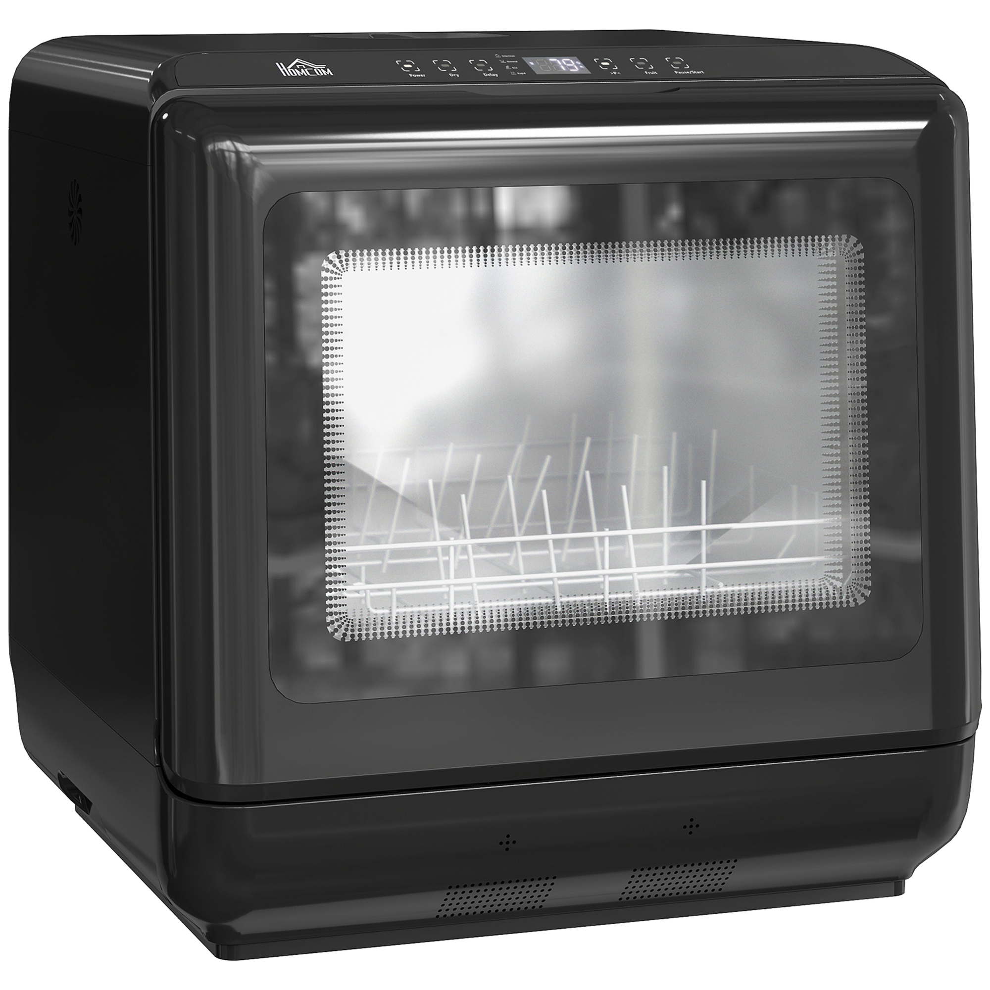 HERON Table Top Dishwasher Mini Countertop Dishwasher with Built in 6L Water Tank Black