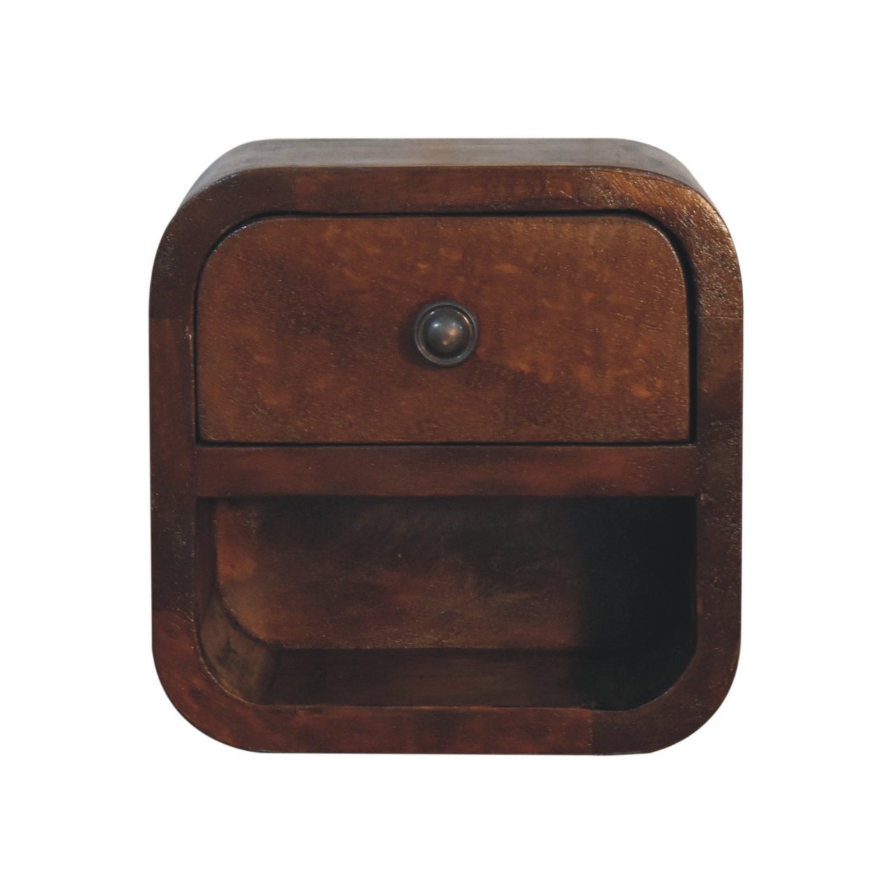 CROMER Extra Mini Curved Chestnut Bedside with Open Slot