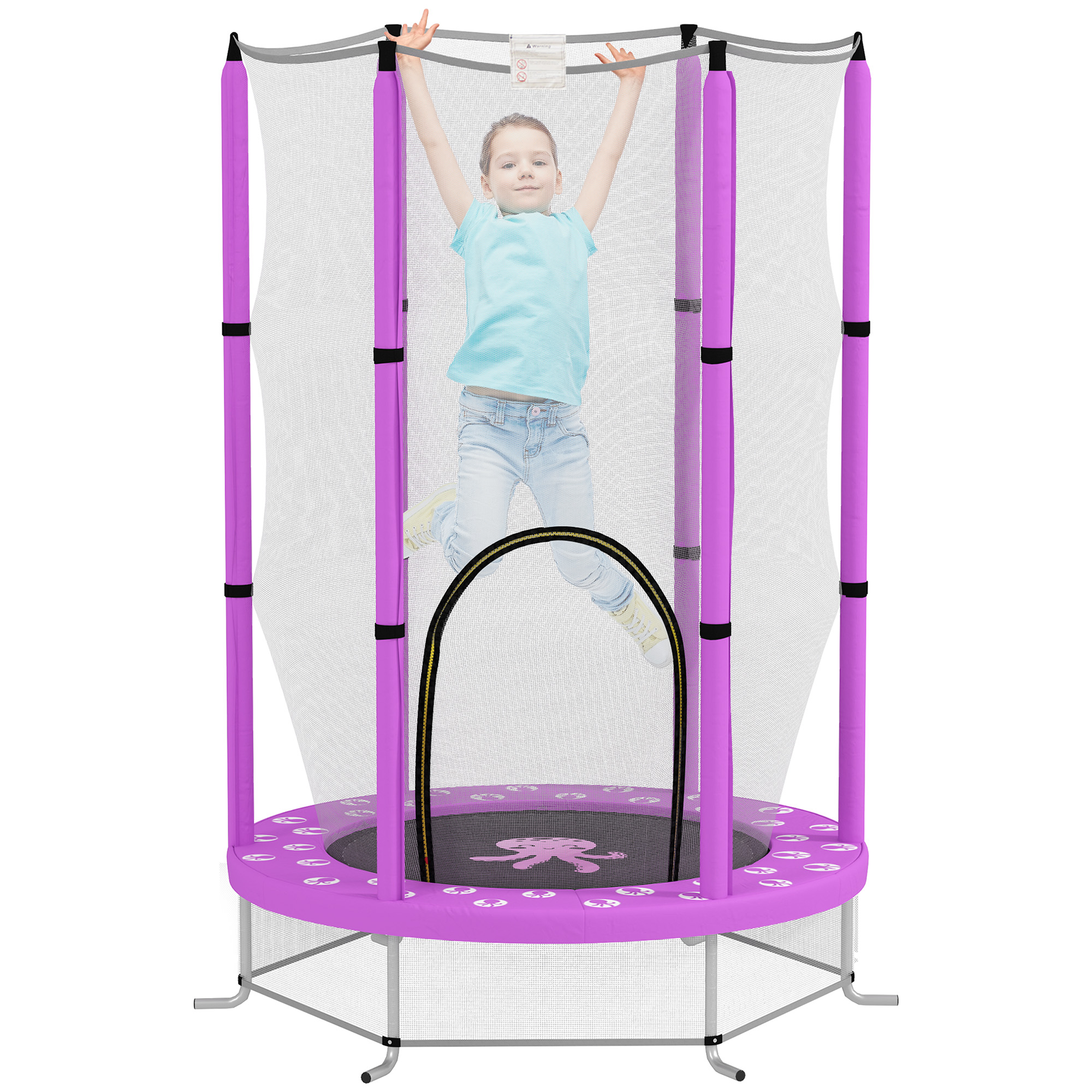 AIVAGO 4.6ft Toddler Trampoline w, Safety Enclosure Net Purple
