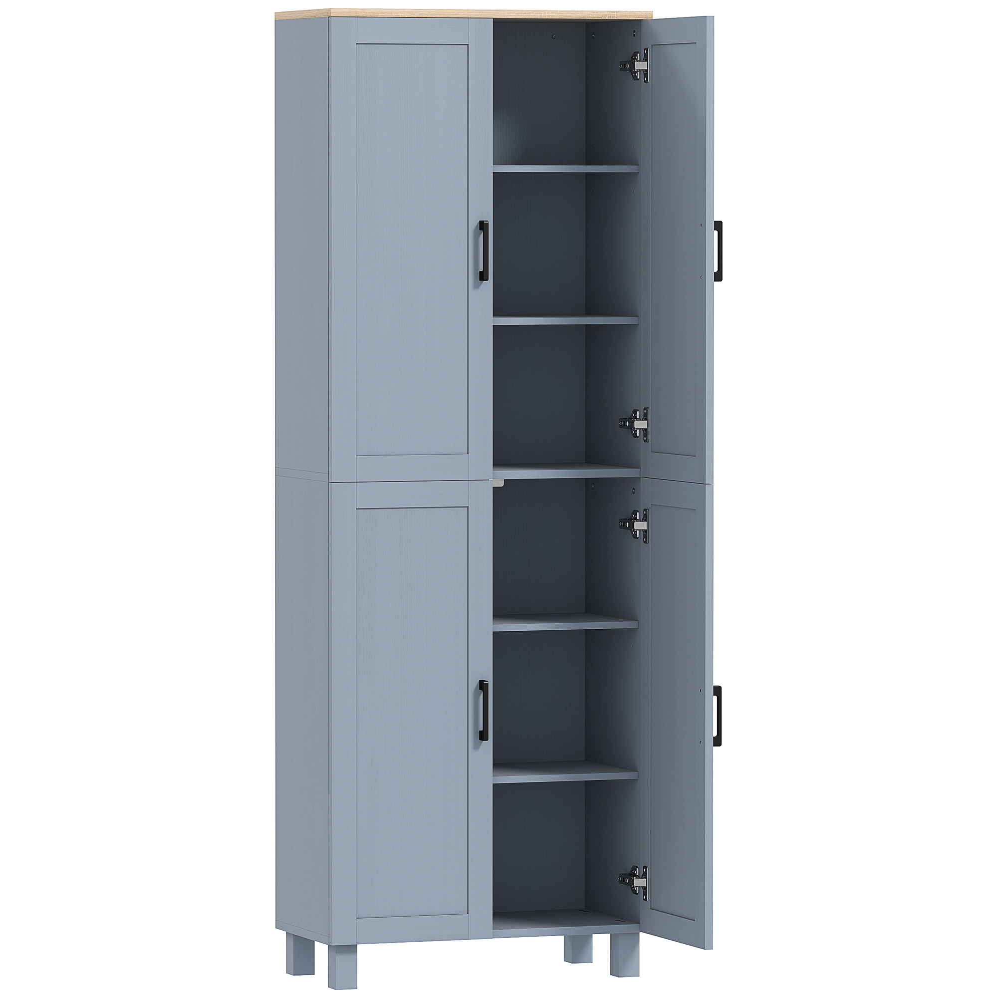 HERON Freestanding Kitchen Cupboard Storage Cabinet Grey Wood Effect