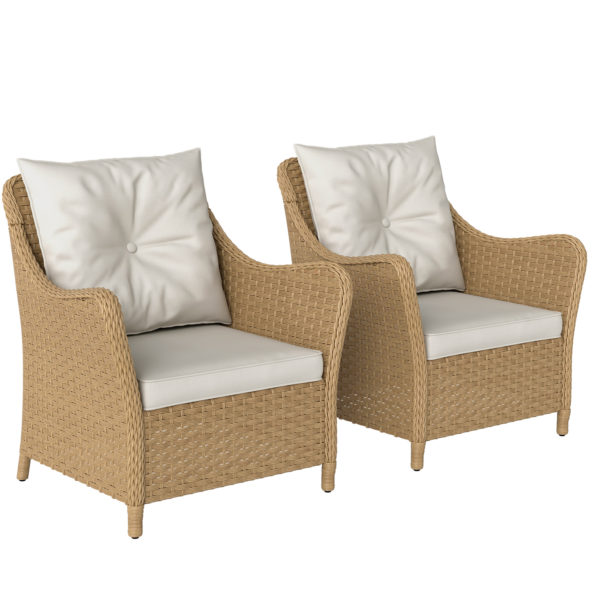 SUNVISTA Rattan Garden Chairs Set of 2 Outdoor Rattan Chairs Beige
