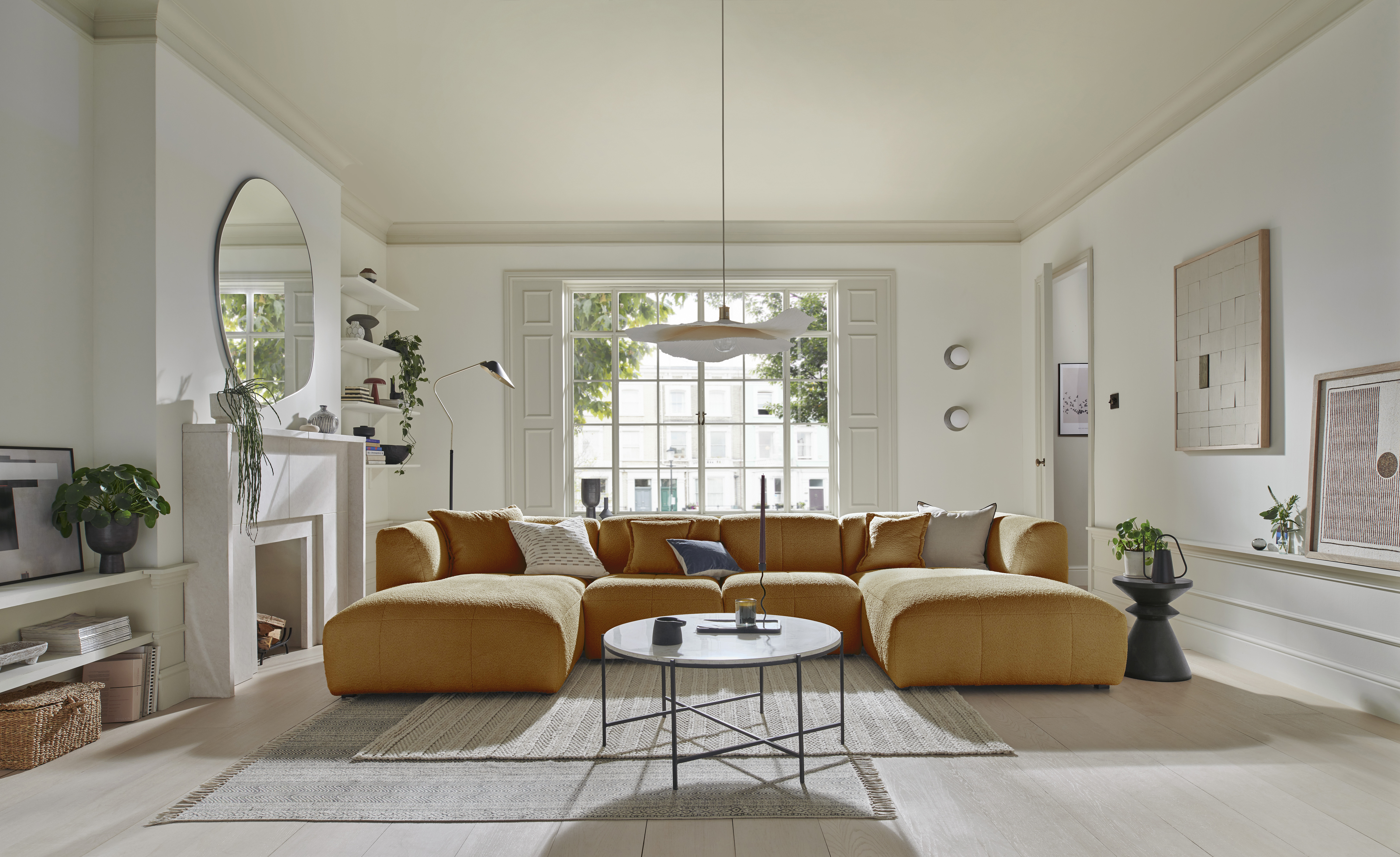 Corner Sofa - ESSAOUIRA Fabric 4 Seater U Shaped - Moonlit Ocean