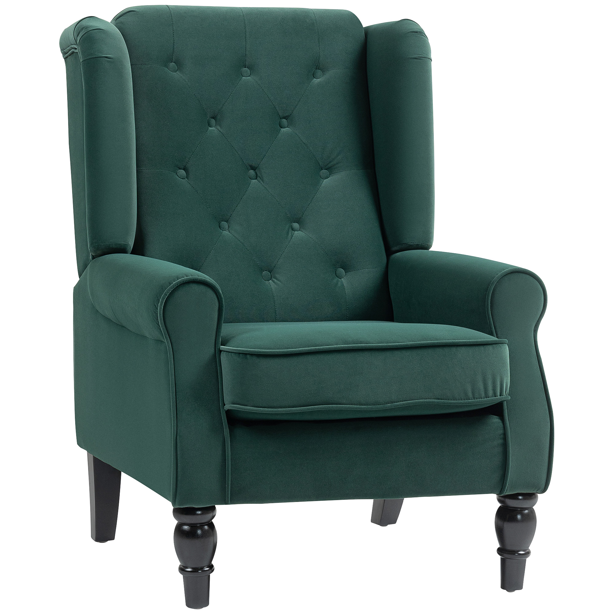 HERON Wingback Accent Chair Retro Upholstered Button Tufted Green