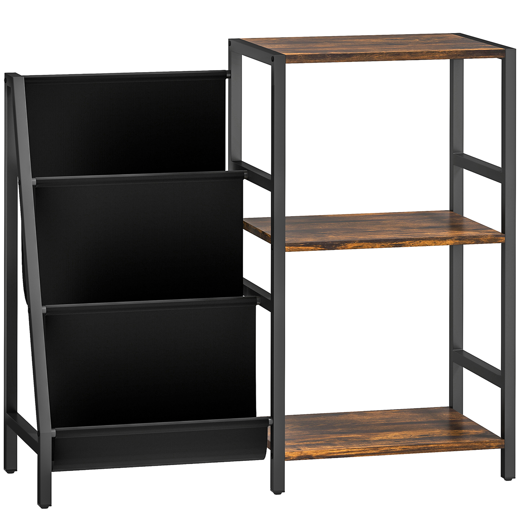HERON 3 Tier Record Player Stand End Table Rustic Brown