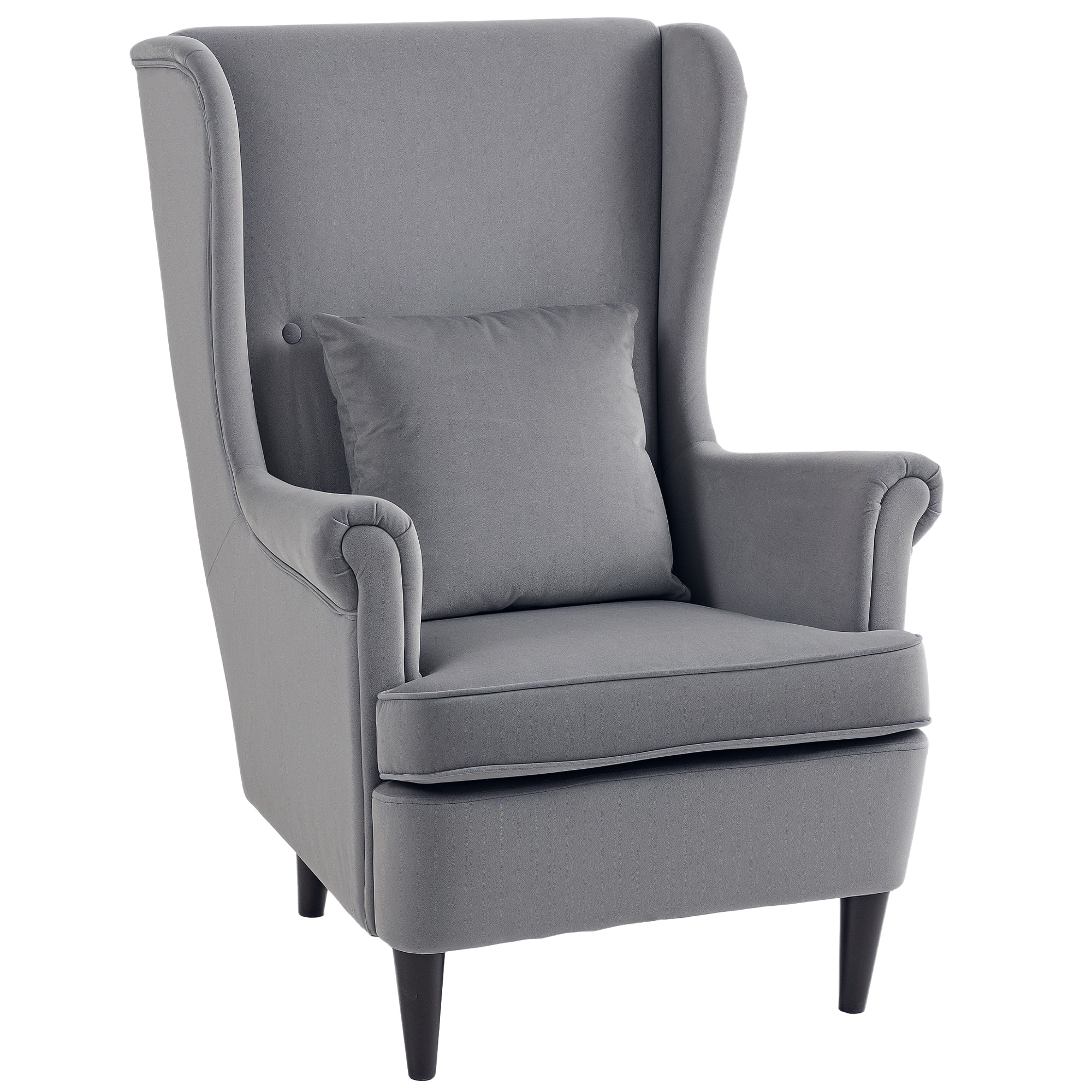 HERON Modern Accent Chair Upholstered Wingback Armchair with High Backrest Dark Grey