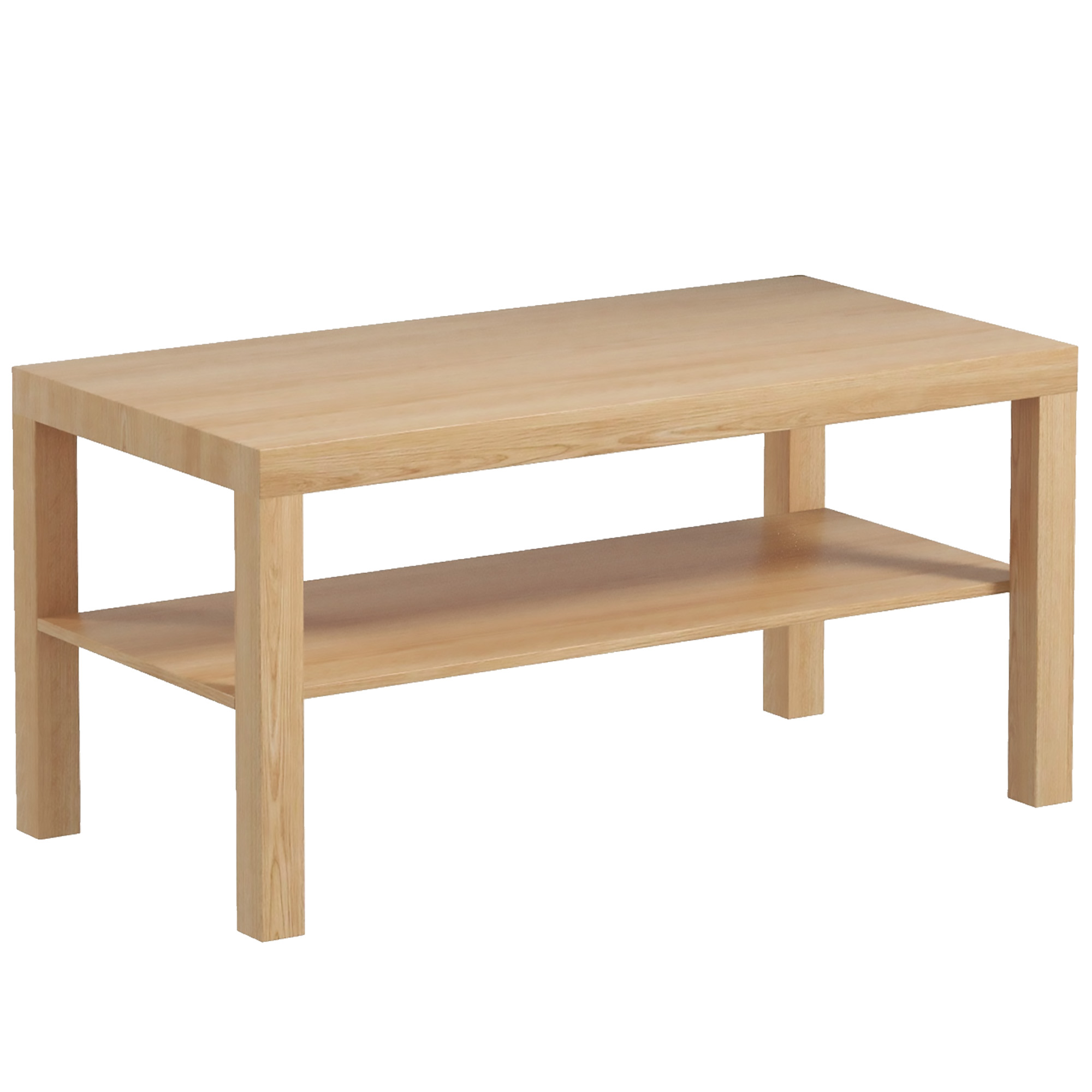 HERON 2 Tier Coffee Table with Storage Shelf Natural Wood Finish
