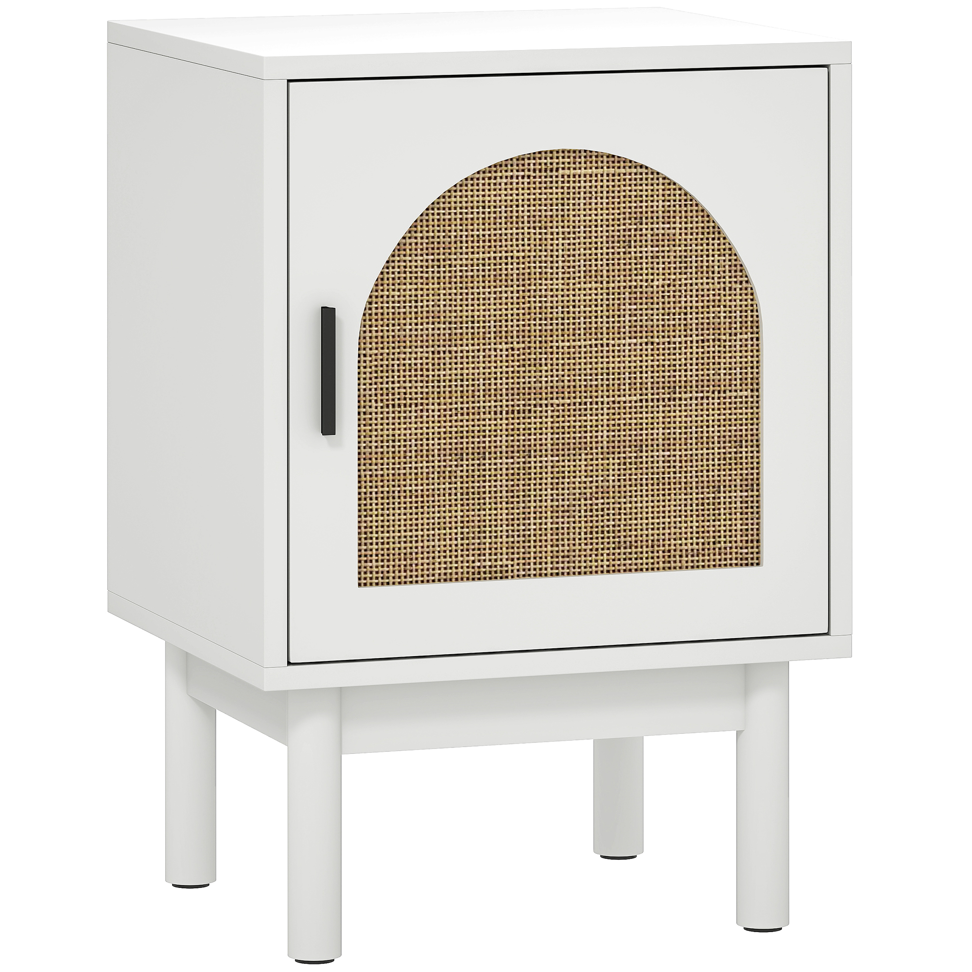 HERON Rattan Bedside Table for Bedroom White