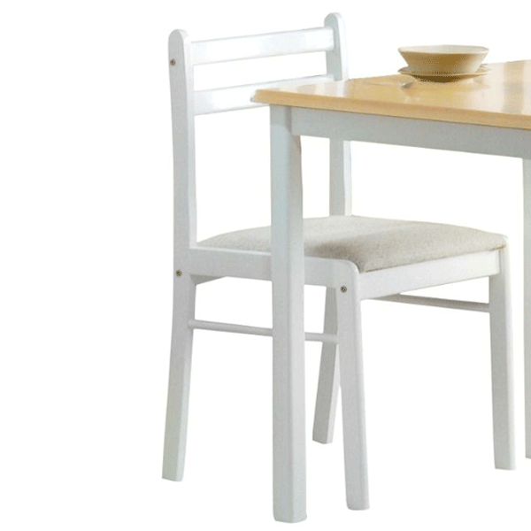 Gretna Pair of Natural and White Solid Rubberwood Dining Chairs Set