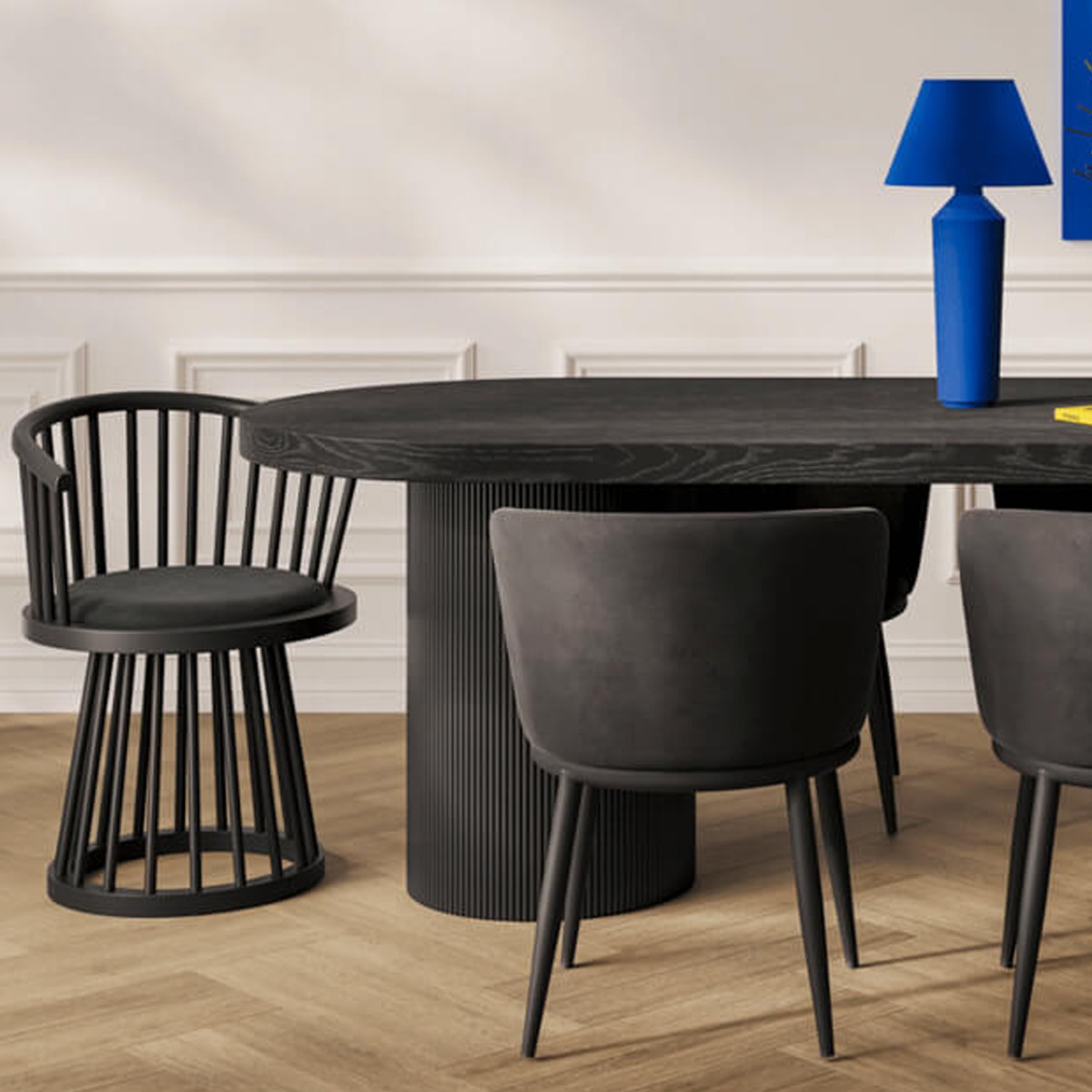 LIREN Fabric Dining Chair - Grey
