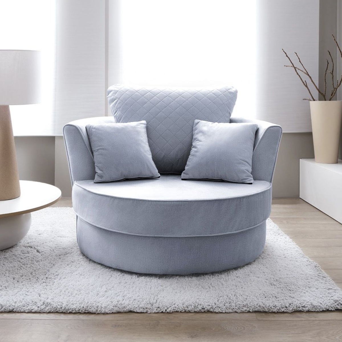 NIOMI Velvet Swivel Chair - Silver