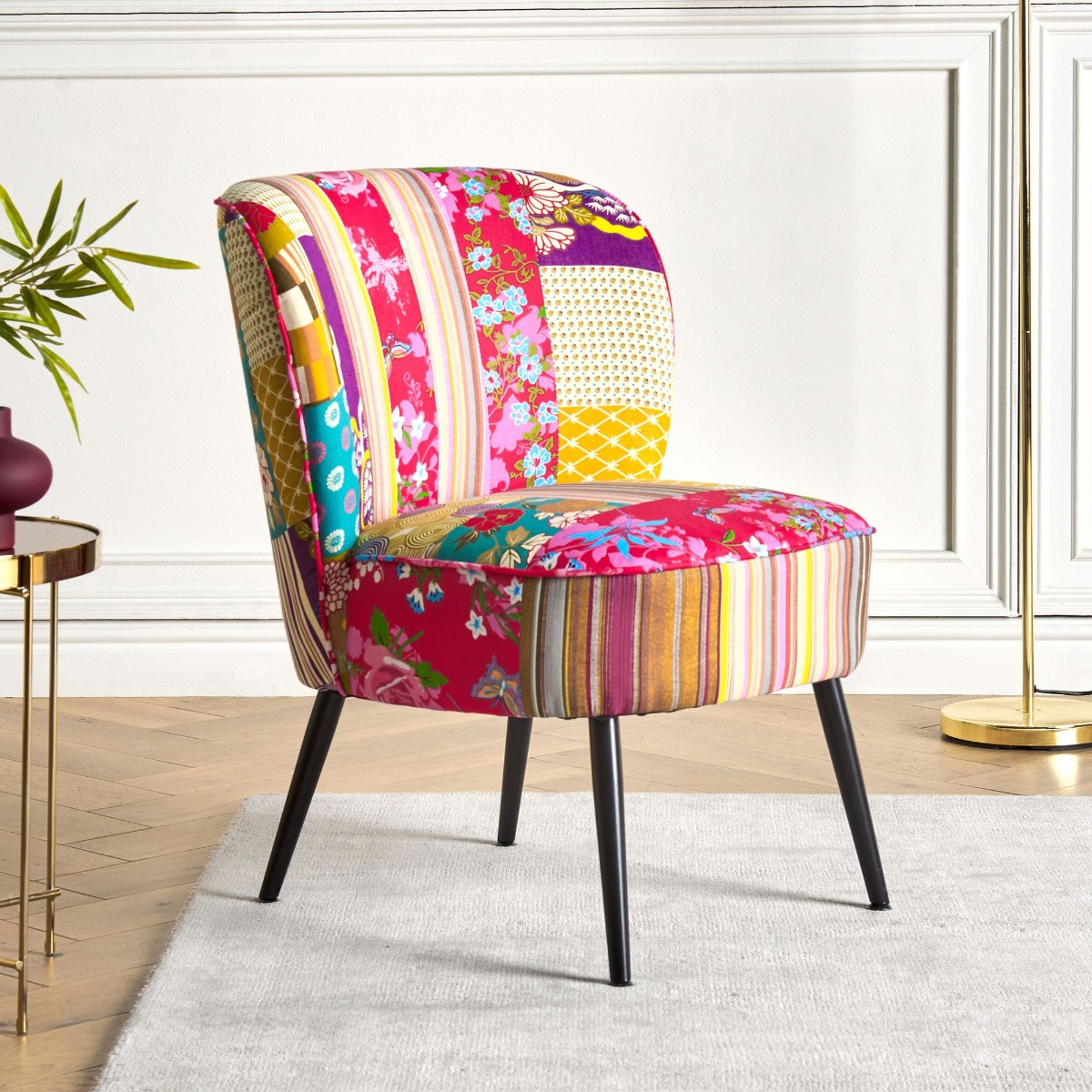 Fabric Armchair Patchwork Multicolour VOSS
