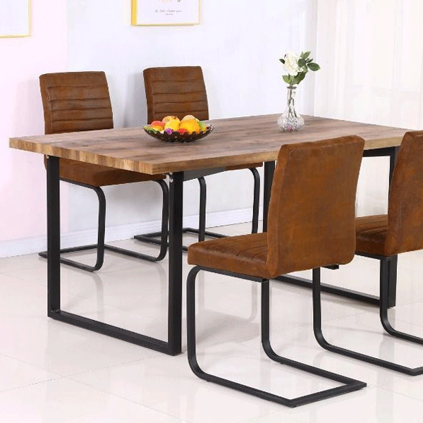 Helston Rectangular Dining Table - Oak Effect and Black