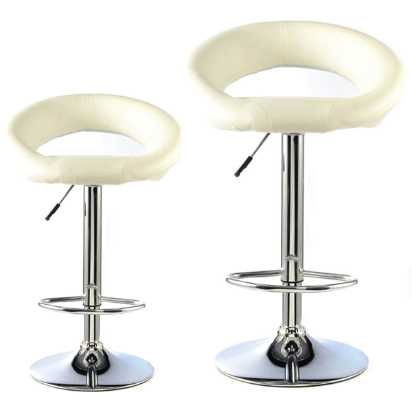 Cordova Swivel Bar Stools Set of 2 with Adjustable Height and Chrome Finish - White