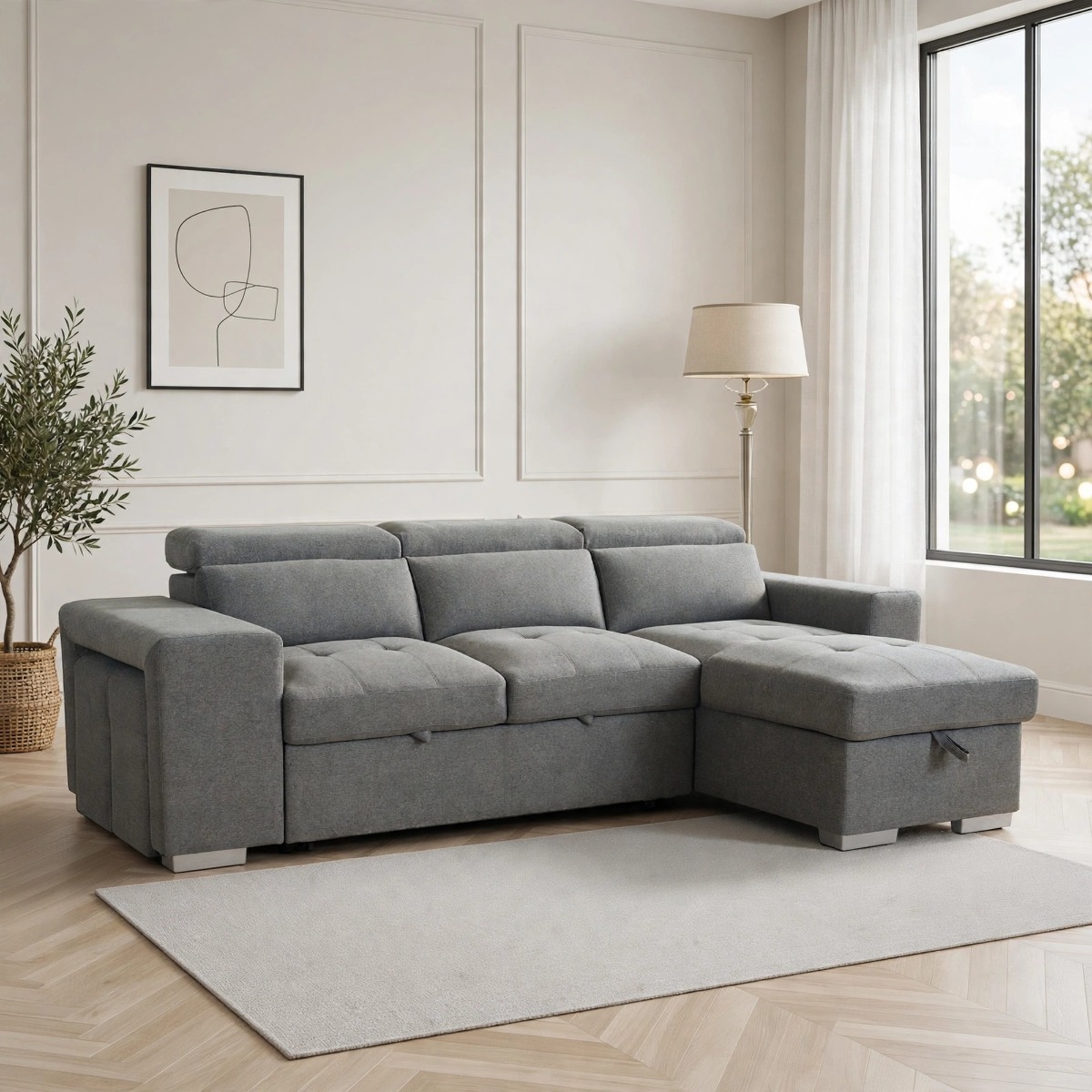 AIMEE Universal Corner Sofa Bed - Grey