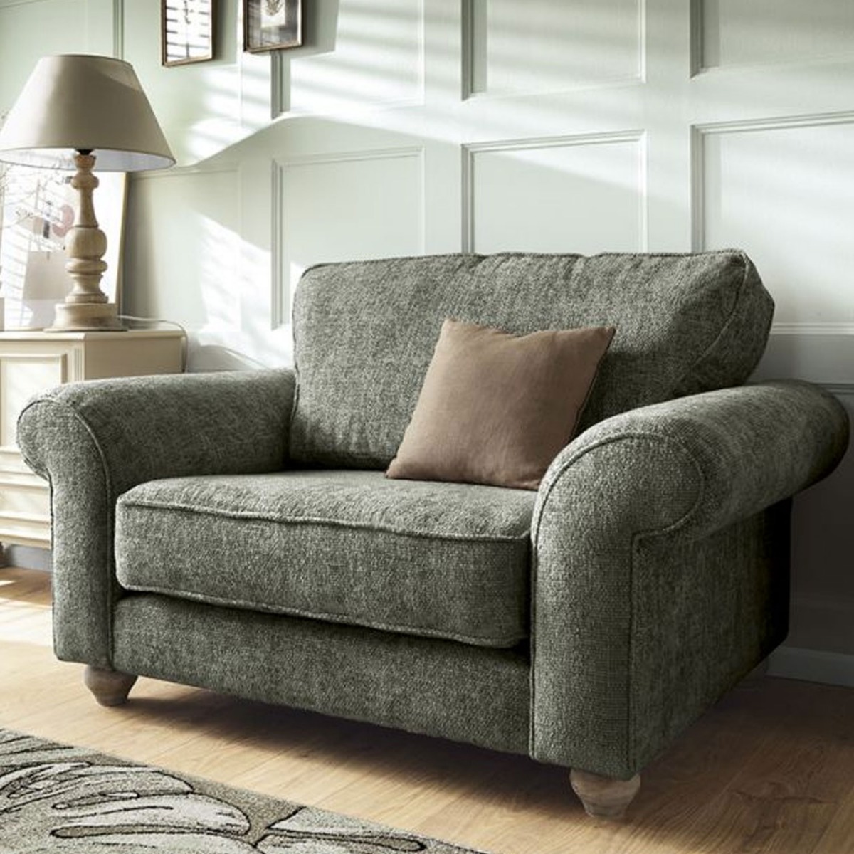 ZAZZLES Chenille Fabric Cuddle Chair - Rifle Green