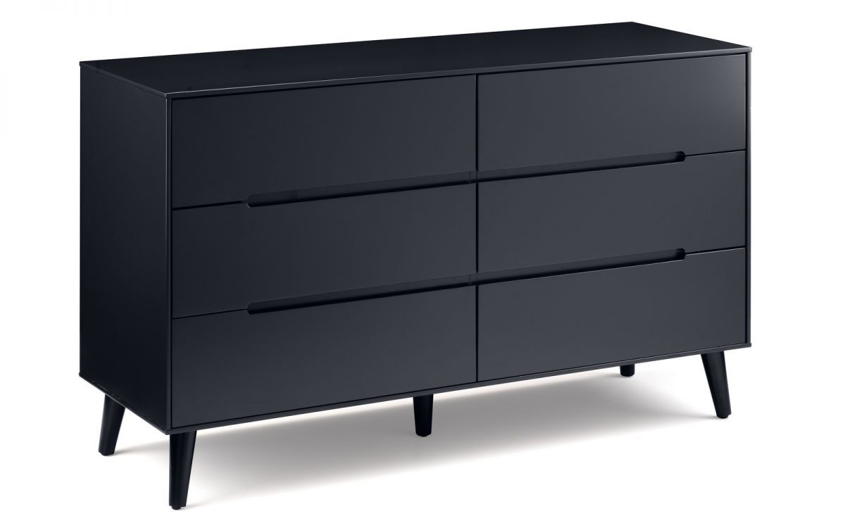 ASTRAL Black Chest of Drawers - Large-sized, 6 Drawers, Double