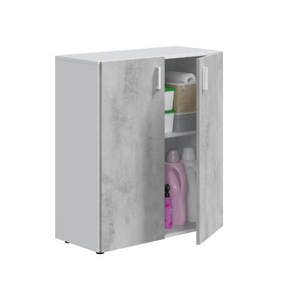 Marion 2 Door Wide Wall Storage Cupboard - Grey and White