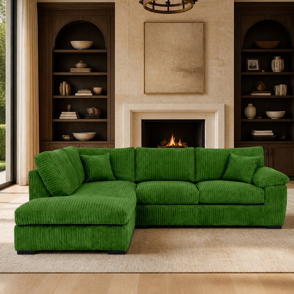 CORDURA Jumbo Cord Corner Sofa - L Shaped - Left Hand Facing - Fullback - Cream