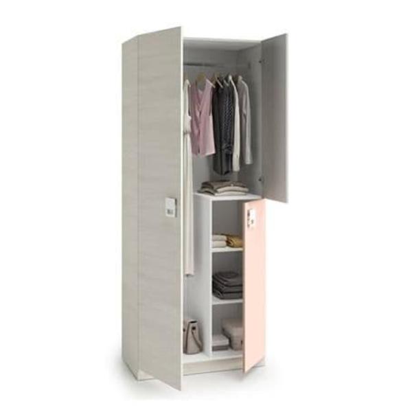 FRANCESCO 3 Door Slim Narrow Wardrobe Grey and Pink - 90cm
